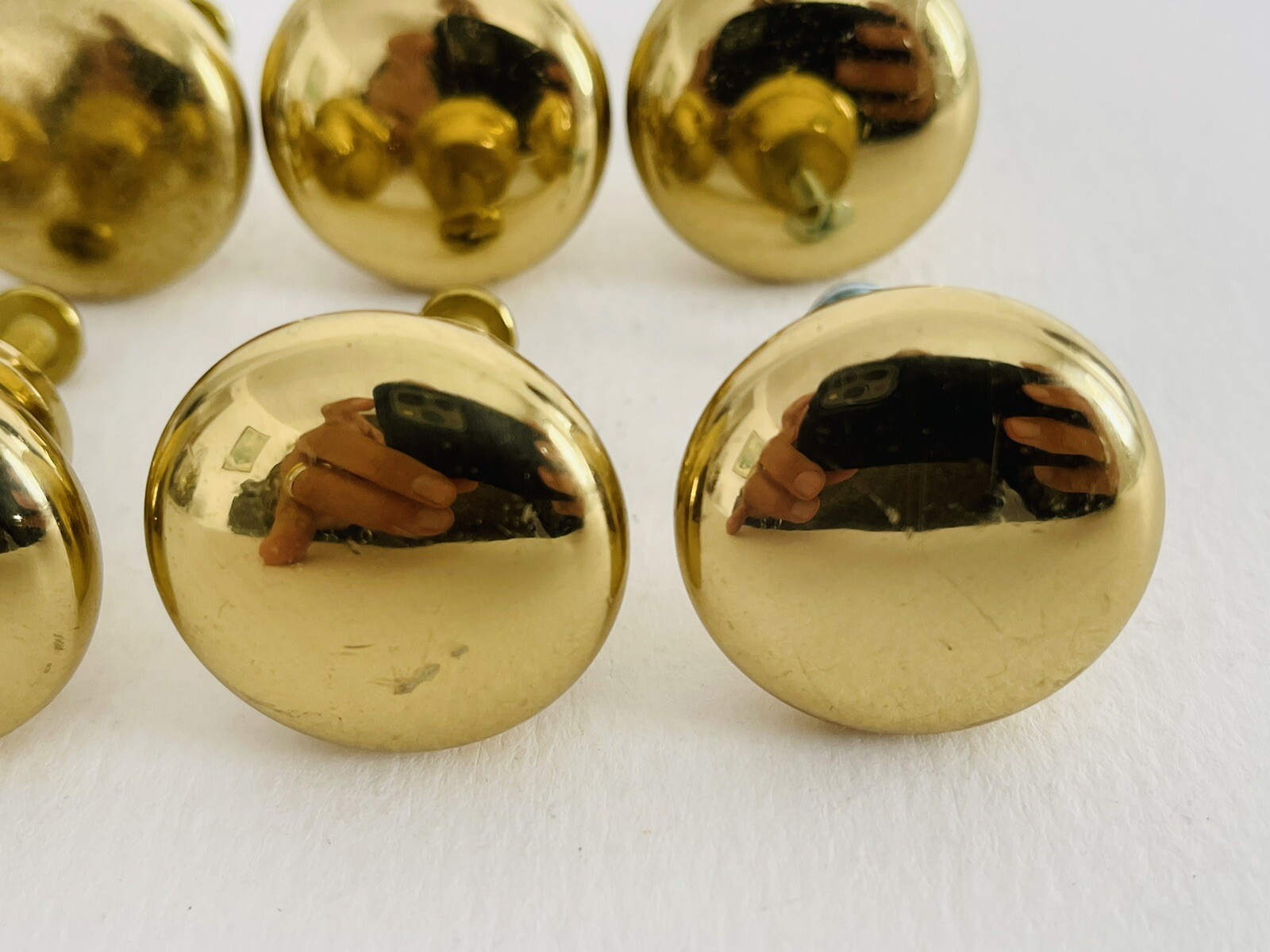 Solid Brass Round Drawer Pulls, Set Of 8