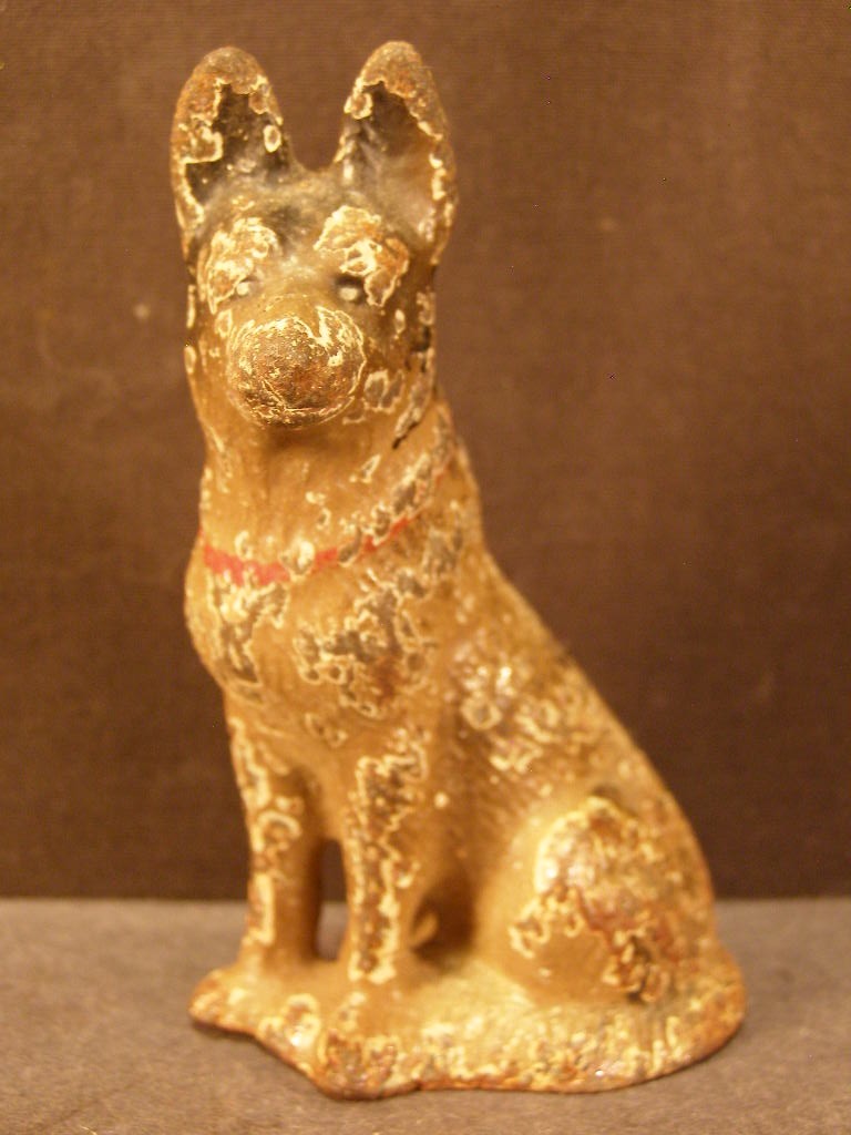 Antique Hubley Cast Iron German Shepherd Puppy Dog Toy Paperweight Statue Figure