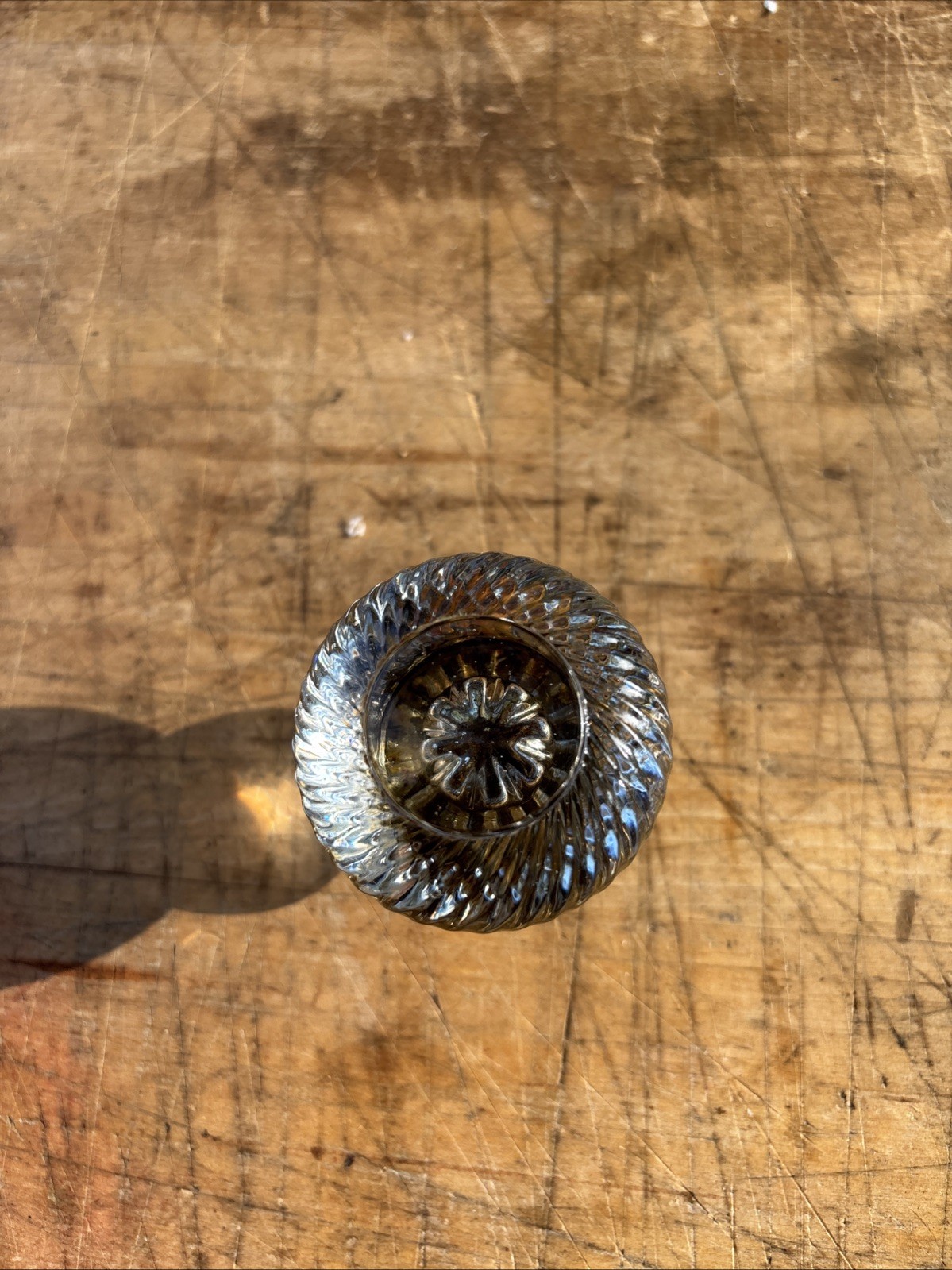 VINTAGE- Architectural Hardware DOOR KNOB ONLY- CLEAR GLASS ROUND SWIRL SAGER