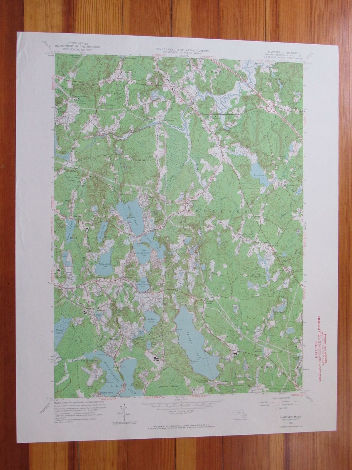 Hanover Massachusetts 1964 Original Vintage USGS Topo Map