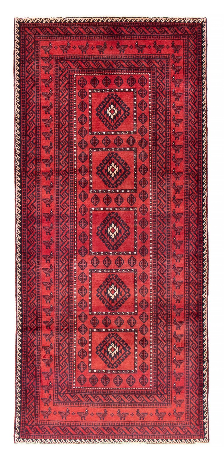 Vintage Geometric Area Rug 4’5″ x 9’7″ Traditional Hand-Knotted Wool Carpet