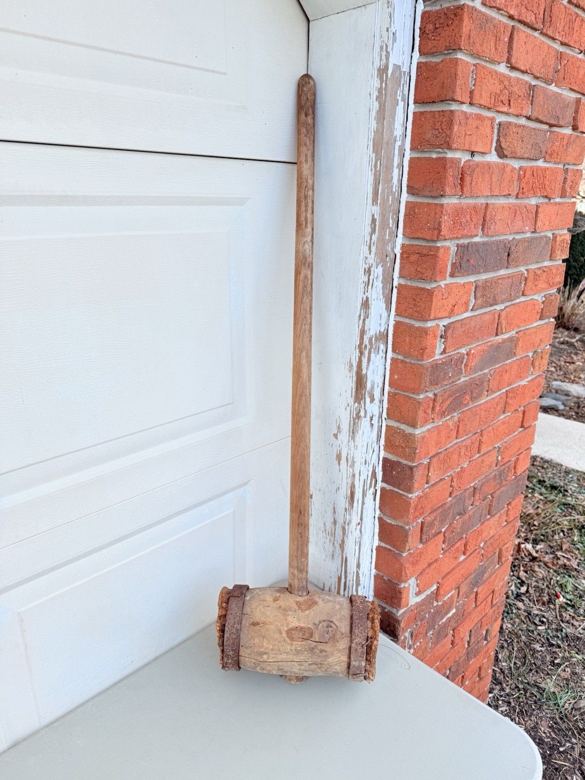 Large Antique Wood Mallet Sledge Hammer Circus Carnival Strong Man Primitive