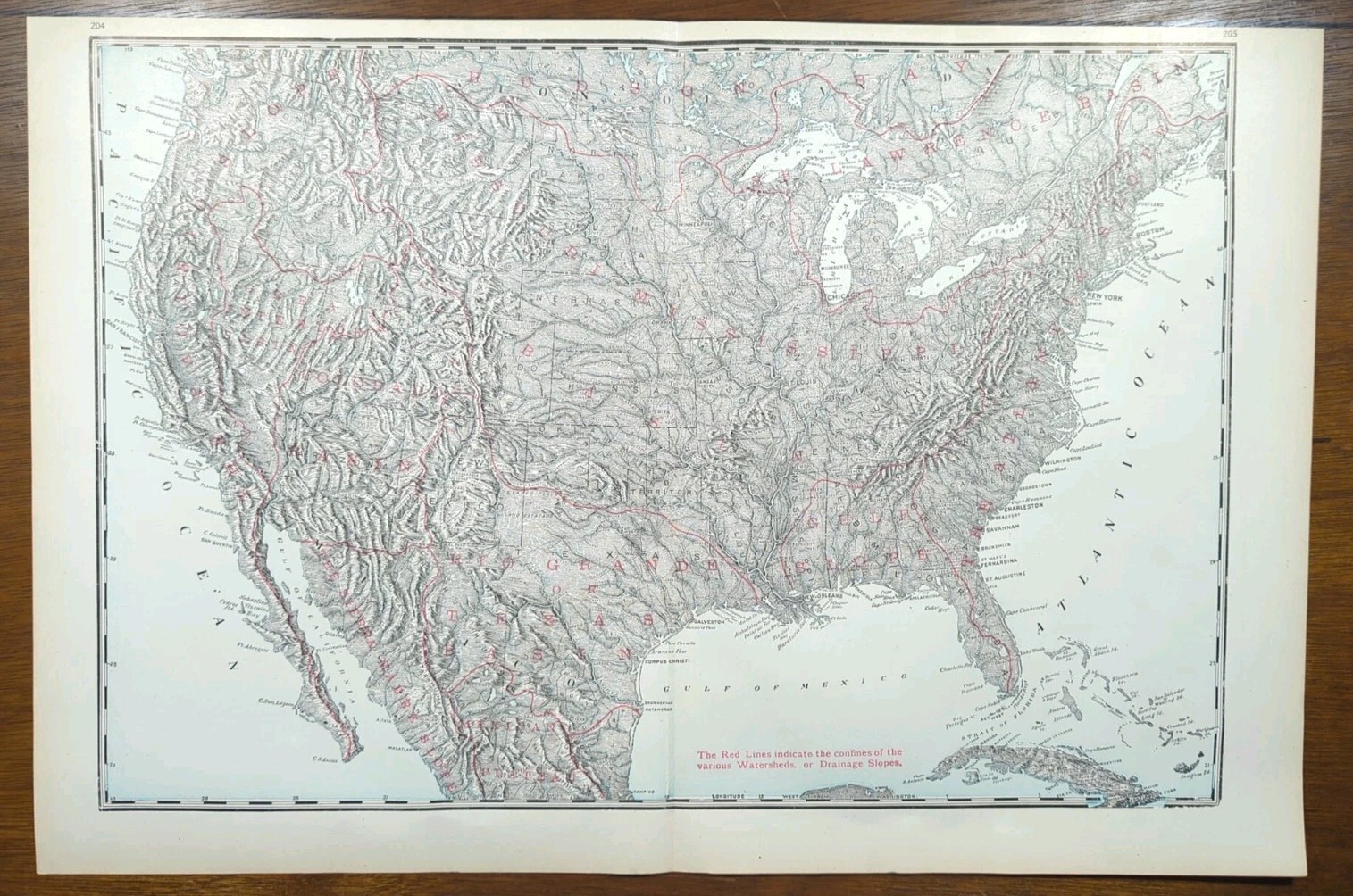 Vintage 1911 TOPOGRAPHICAL UNITED STATES Map 22″x15″ Old Antique Original USA