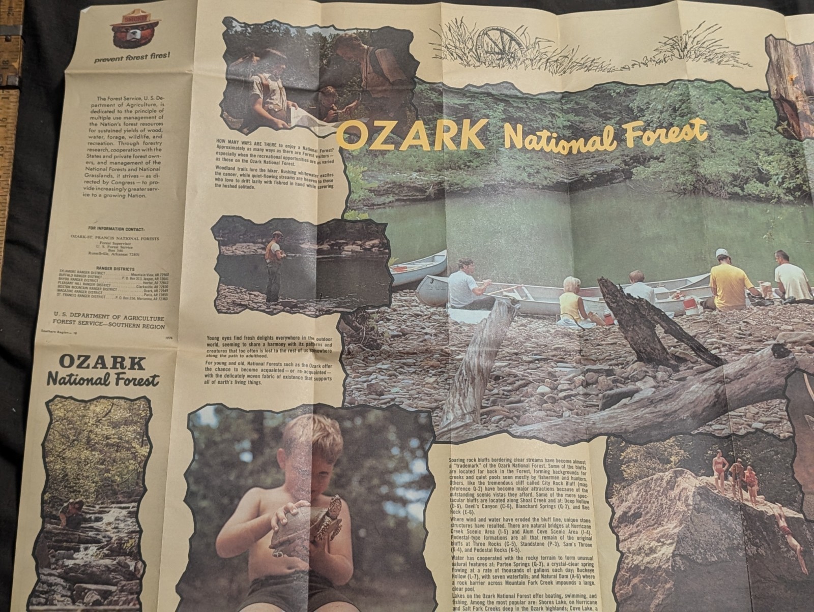 Vintage 1976 Ozark National Forest Arkansas road map