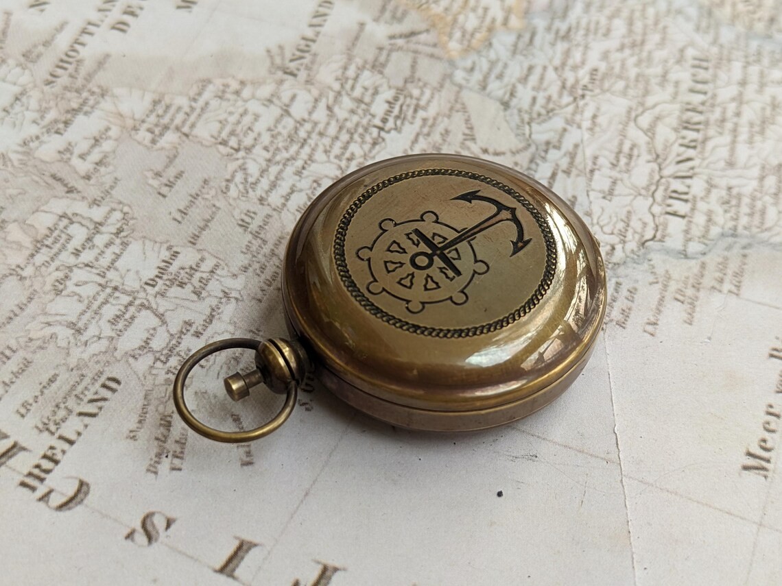 Custom Brass Golden Compass For Adventure | Elegant Locket Compass For Christmas