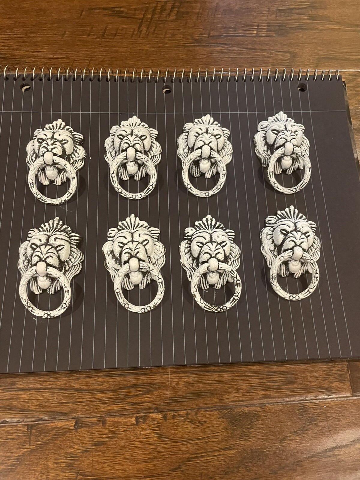 USA Seller painted metal Lionhead drawer pulls set of 8 no hardware