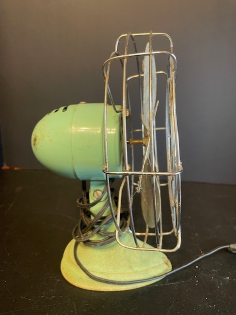 Vintage Sears Roebuck Table Fan Model 303.80060 Blue Green Tested 40W 1950s USA