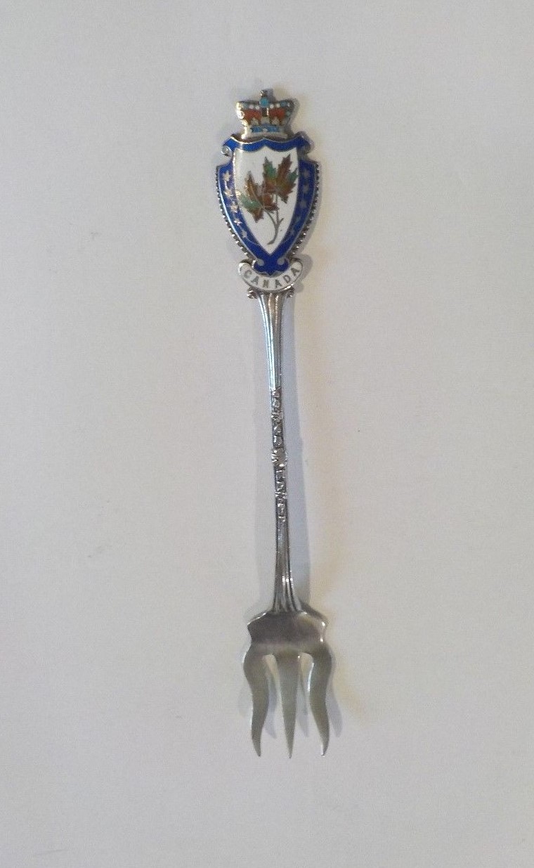 Roden Bros. Pickle Fork Souvenir CANADA, Sterling Silver & Enamel
