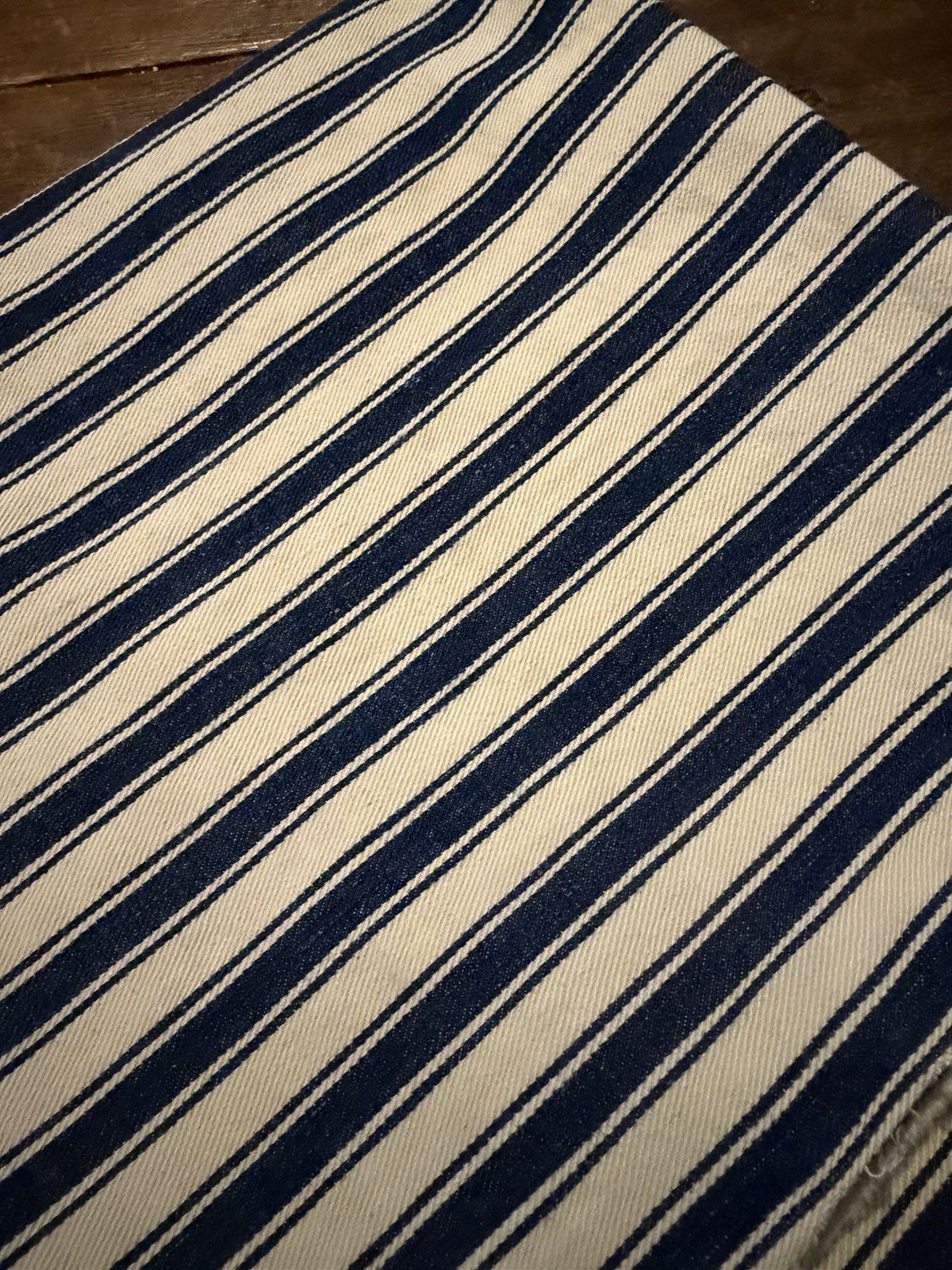 2 Pieces Old / Vintage Navy Blue Heavy Fabric Mattress Ticking #2