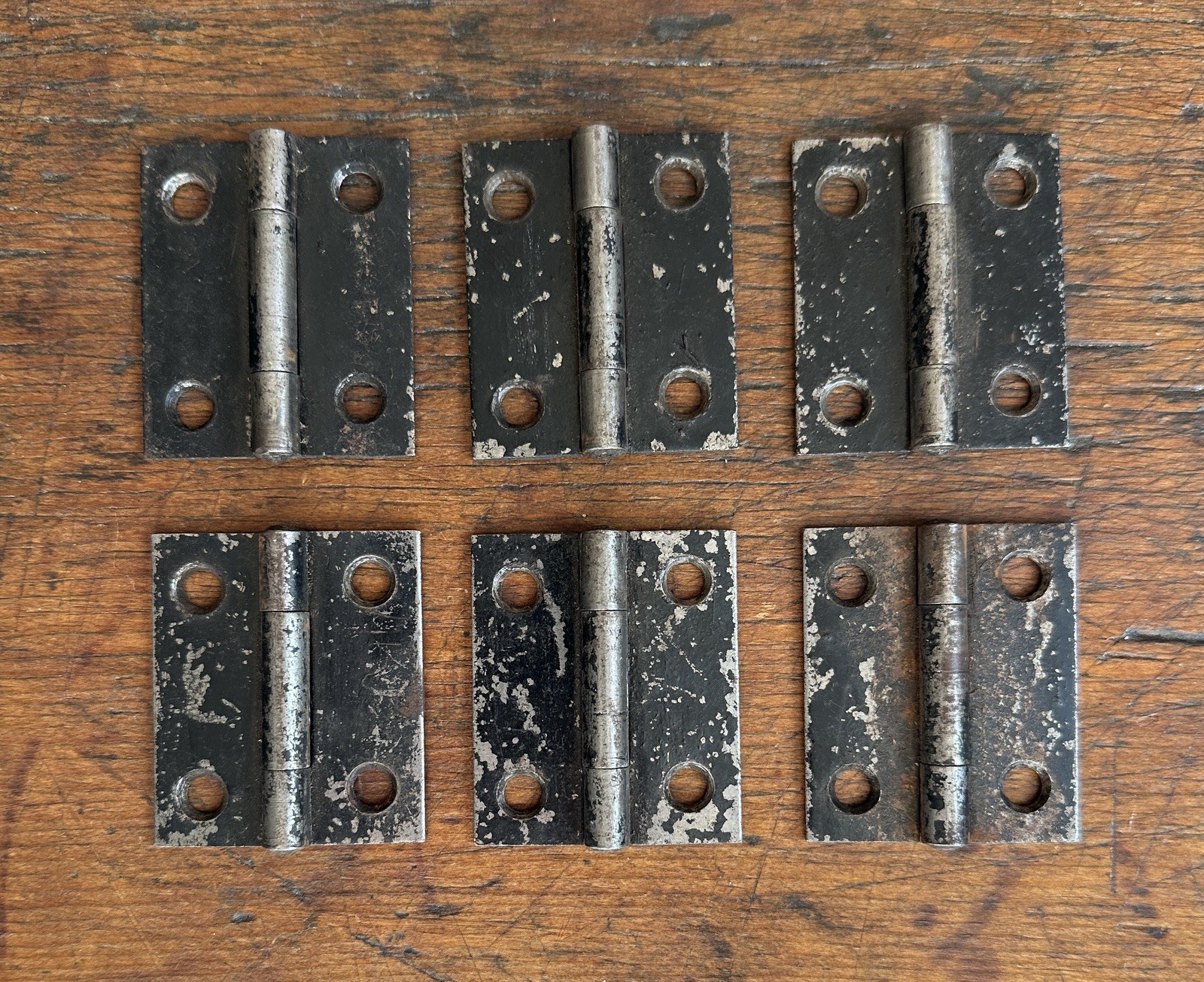 #1992–ONE EACH Antique Stanley SW Sweetheart Metal Hinge 1 5/8” w. x 1 15/16” h.