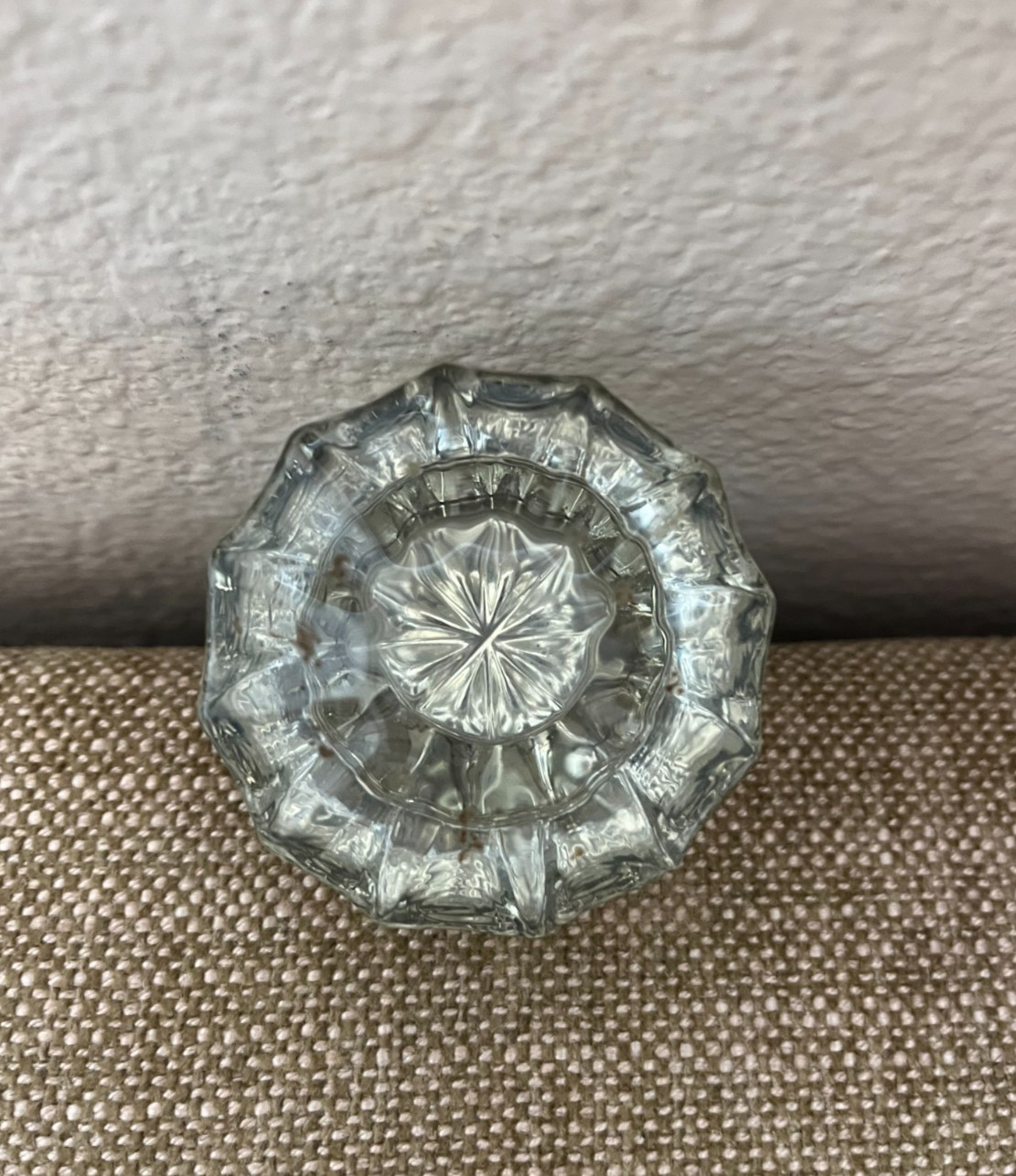 Vintage 12 Point Crystal Clear Glass Door Knob 2″