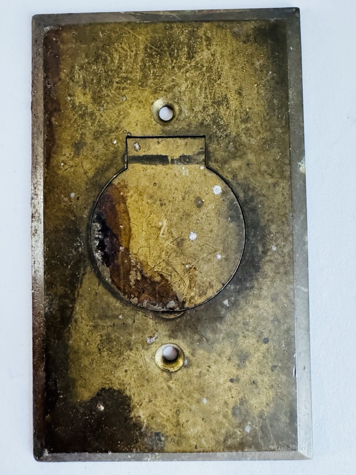 Antique Brass Floor Outlet Cover Plate PAT March 9 1915 Industrial Electrical