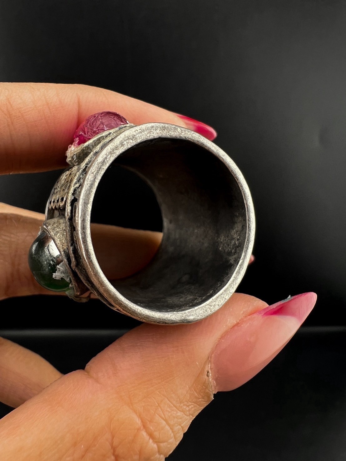 Rare Vintage Solid Silver RING WITH NATURAL stone