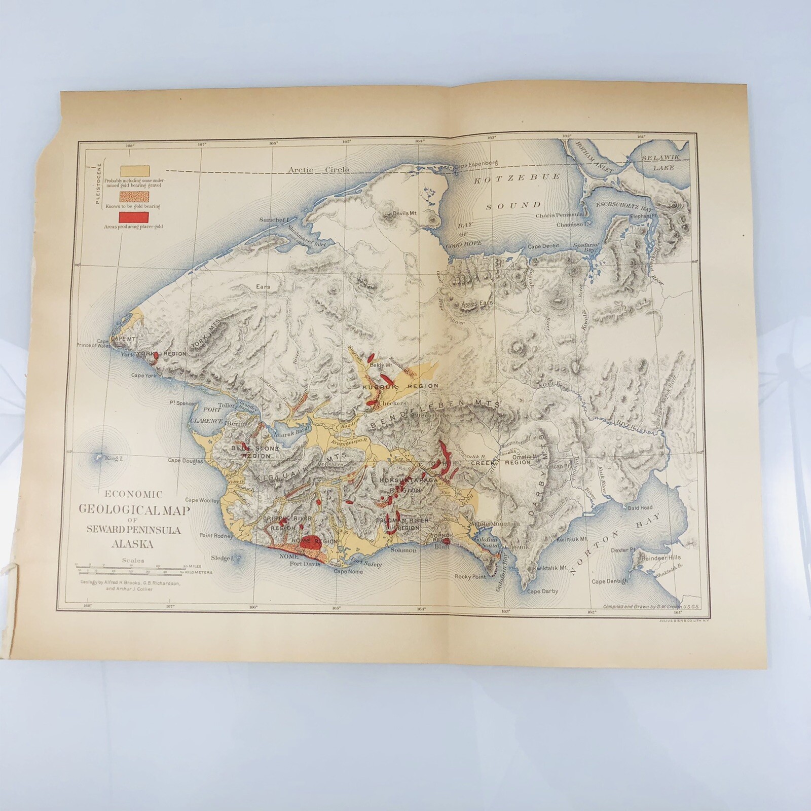 Economic Geological Map Seward Peninsula Alaska 1901 Gold US Treasury Dept