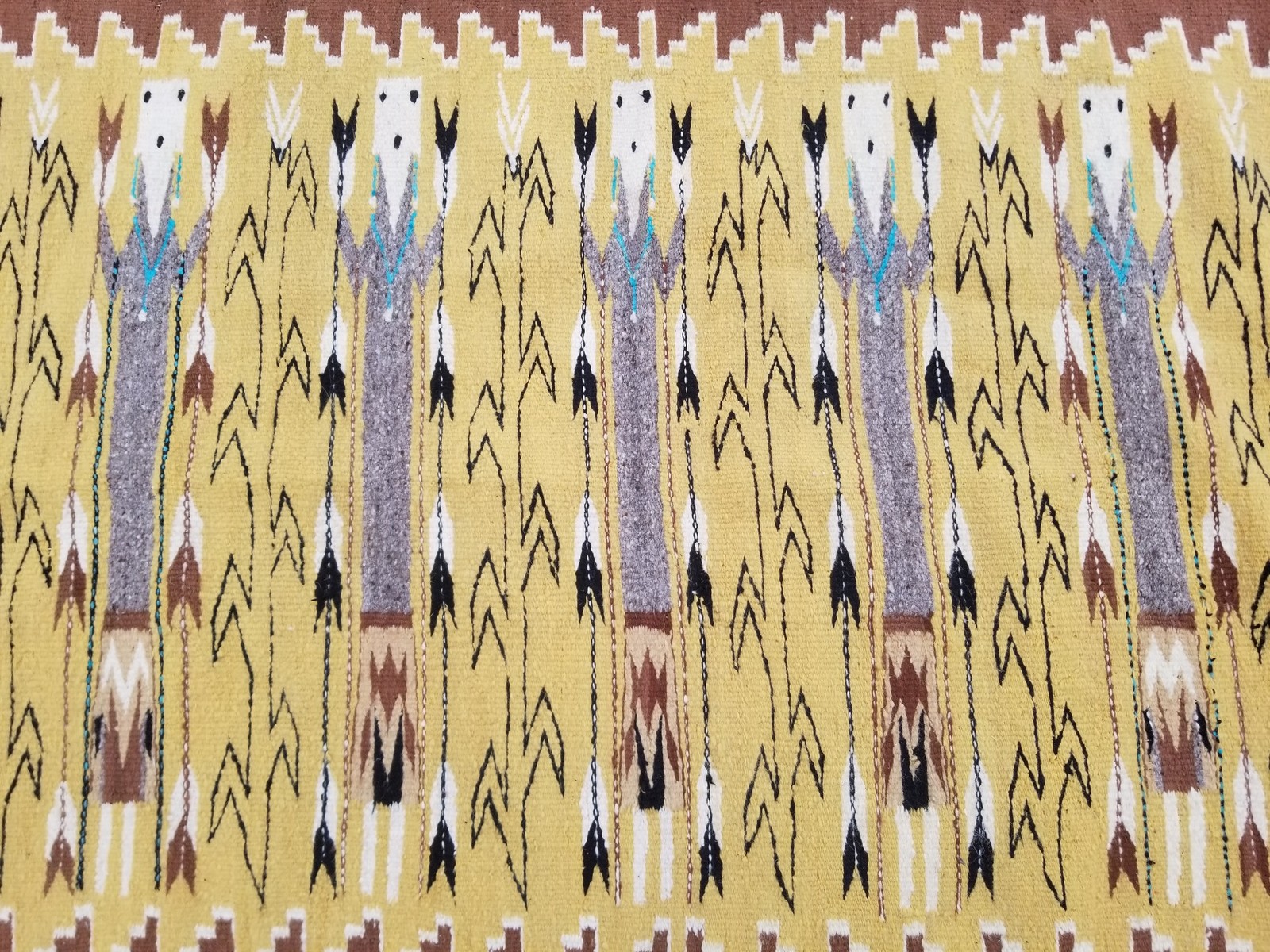 Vintage Handmade Native American Navajo Yei Wool Multicolor Rug 130 x 79 cm