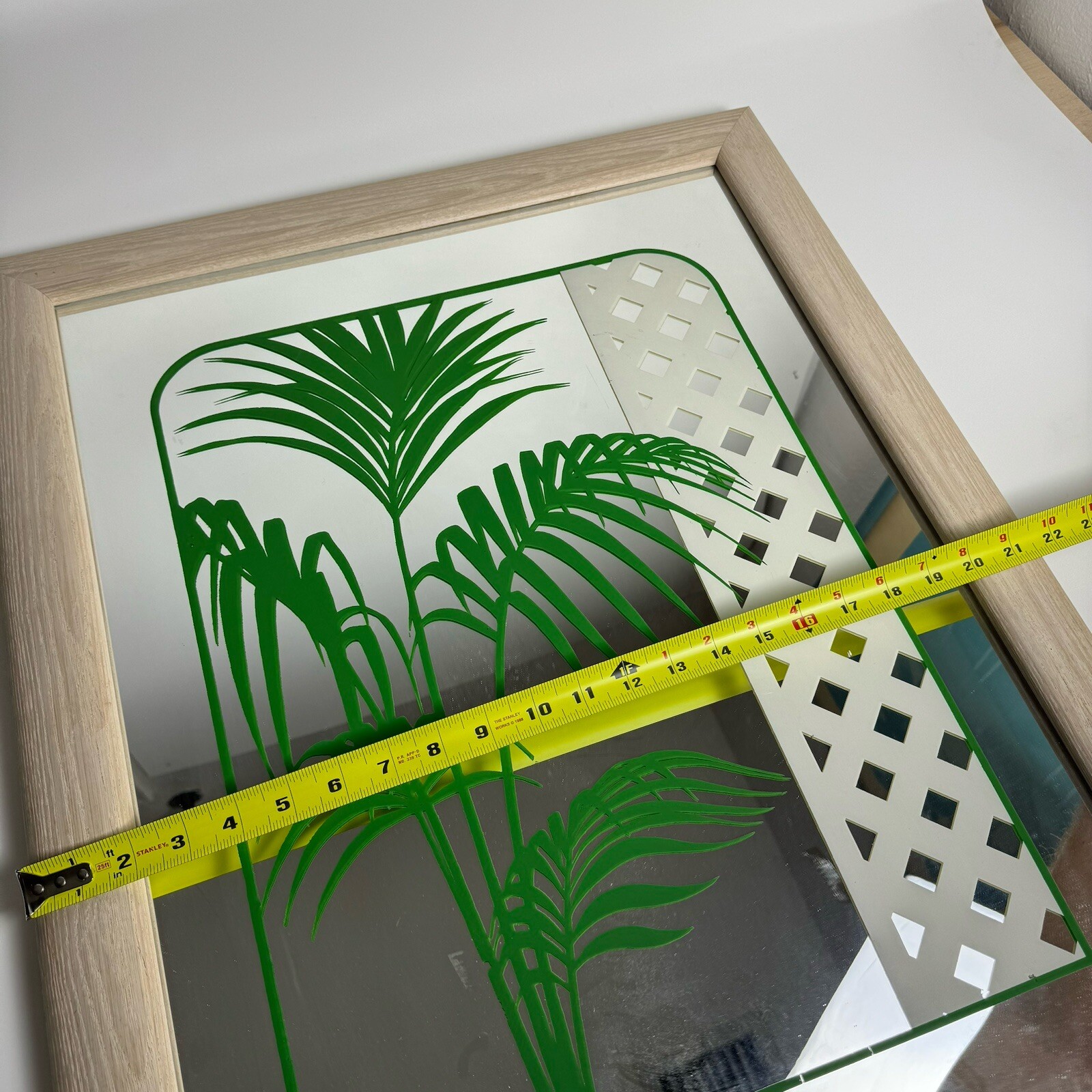 Vintage 70s Art Palm Tree Etched Mirror Signed Gloria Eriksen Mid Century MCM