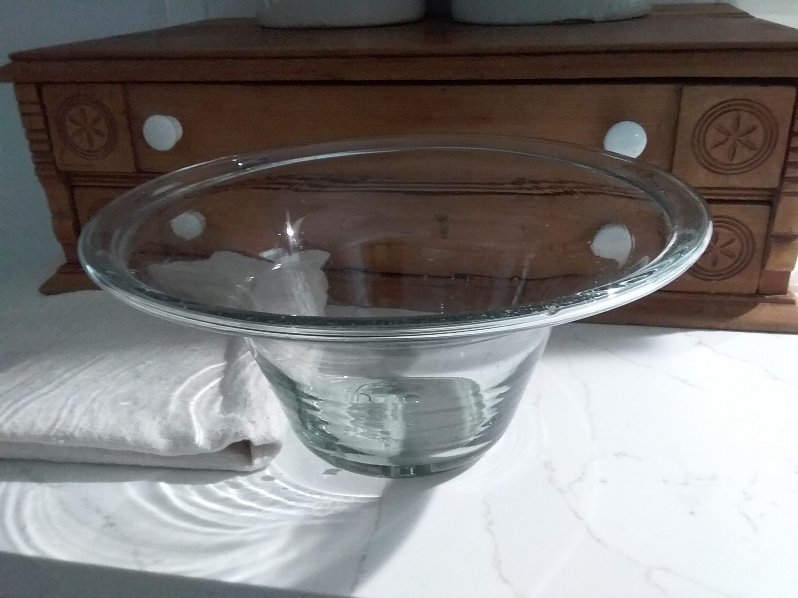 Antique Hand Blown Glass Bowl Milk Dairy Cream Pan Rough Pontil Rolled Lip