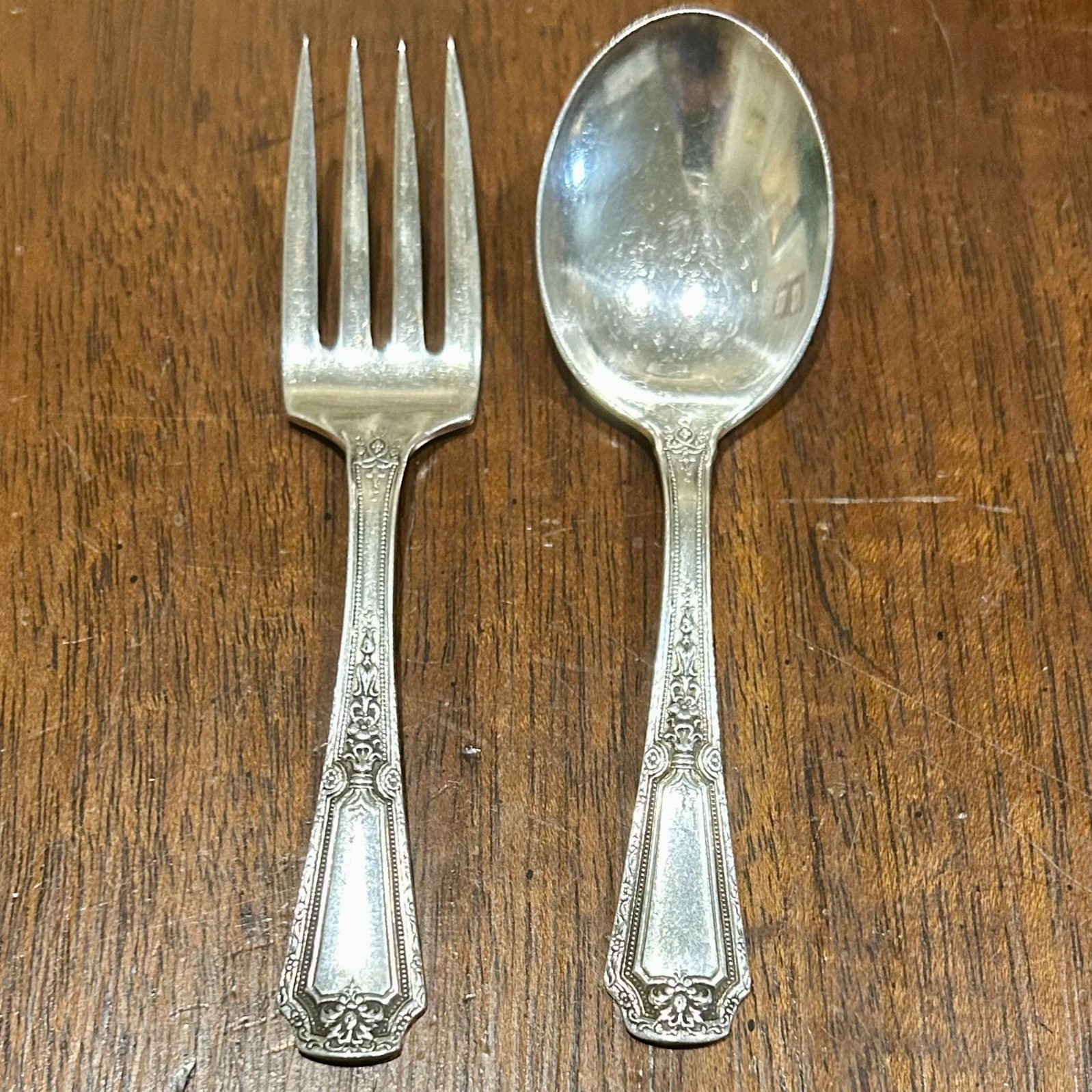Antique Sterling Silver Children’s Louis XlV Fork & Spoon Set By Towle 4.25 “