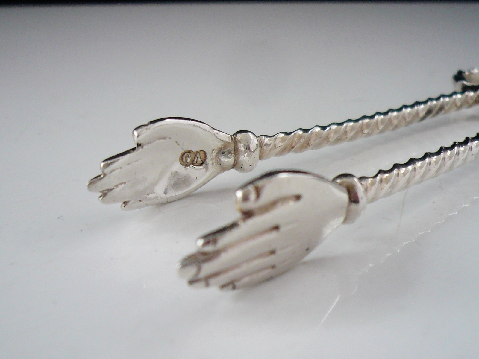 Novelty Sterling Silver Clapping Hands Sugar Tongs, George Adams, London 1880