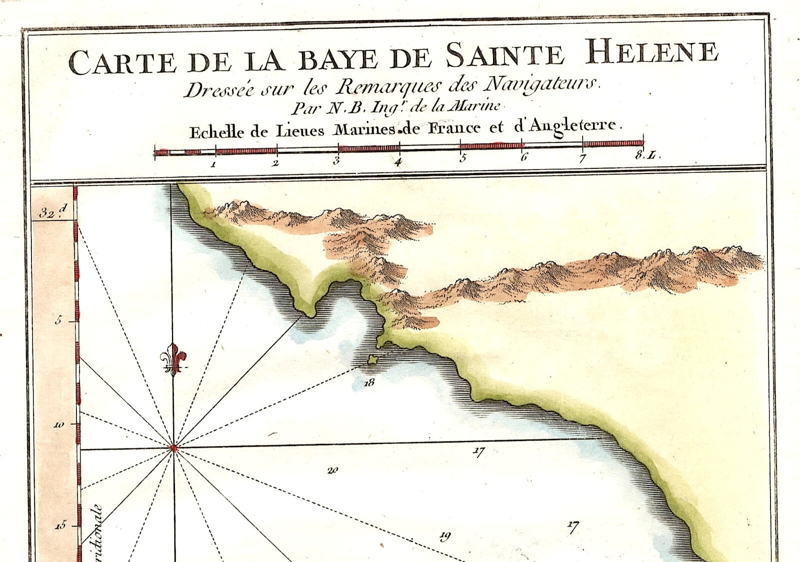 ST. HELENA BAY SOUTH AFRICA “Carte de la baye de Sainte Helene” 1740-60 Bellin