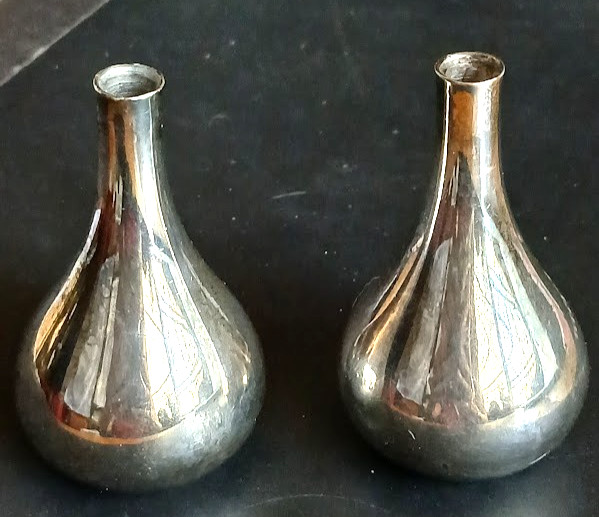 VTG Dansk Designs France Silver Plated Signed “Onion” candle holder Pair 1960s