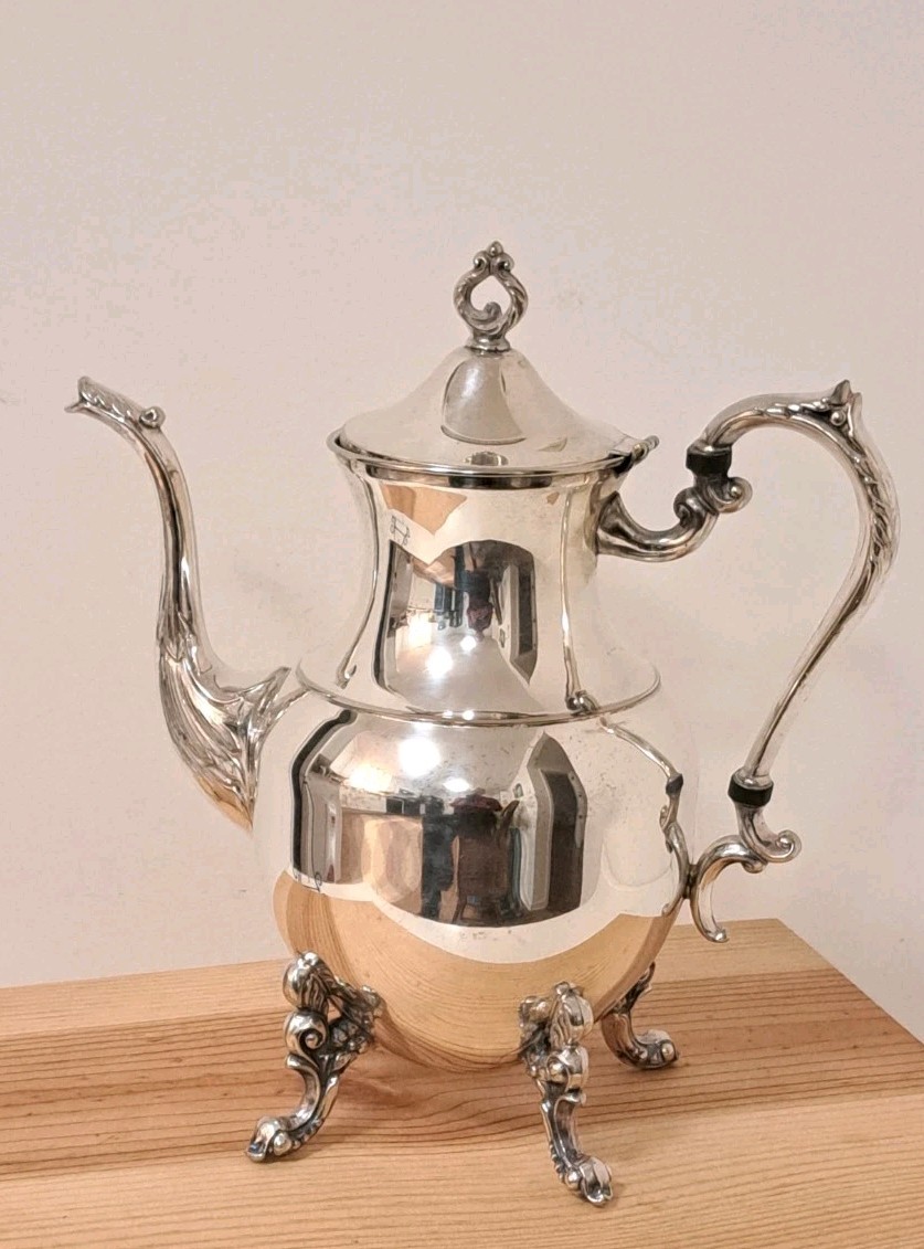 Vintage Victorian Style Silver Plated Footed Coffee Pot 11″ High