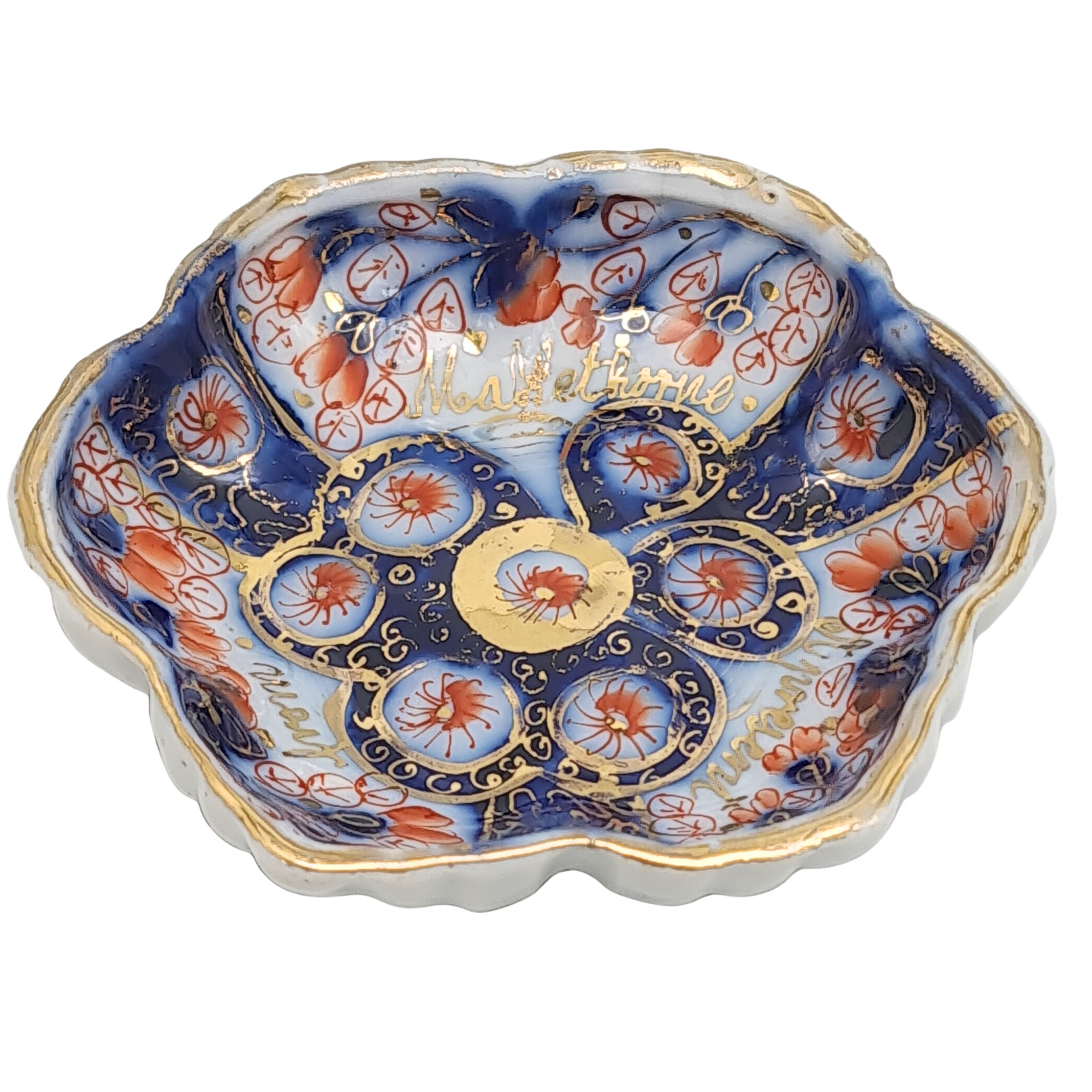Antique German Souvenir Dish “A Present from Mablethorpe” Imari Style 9cm