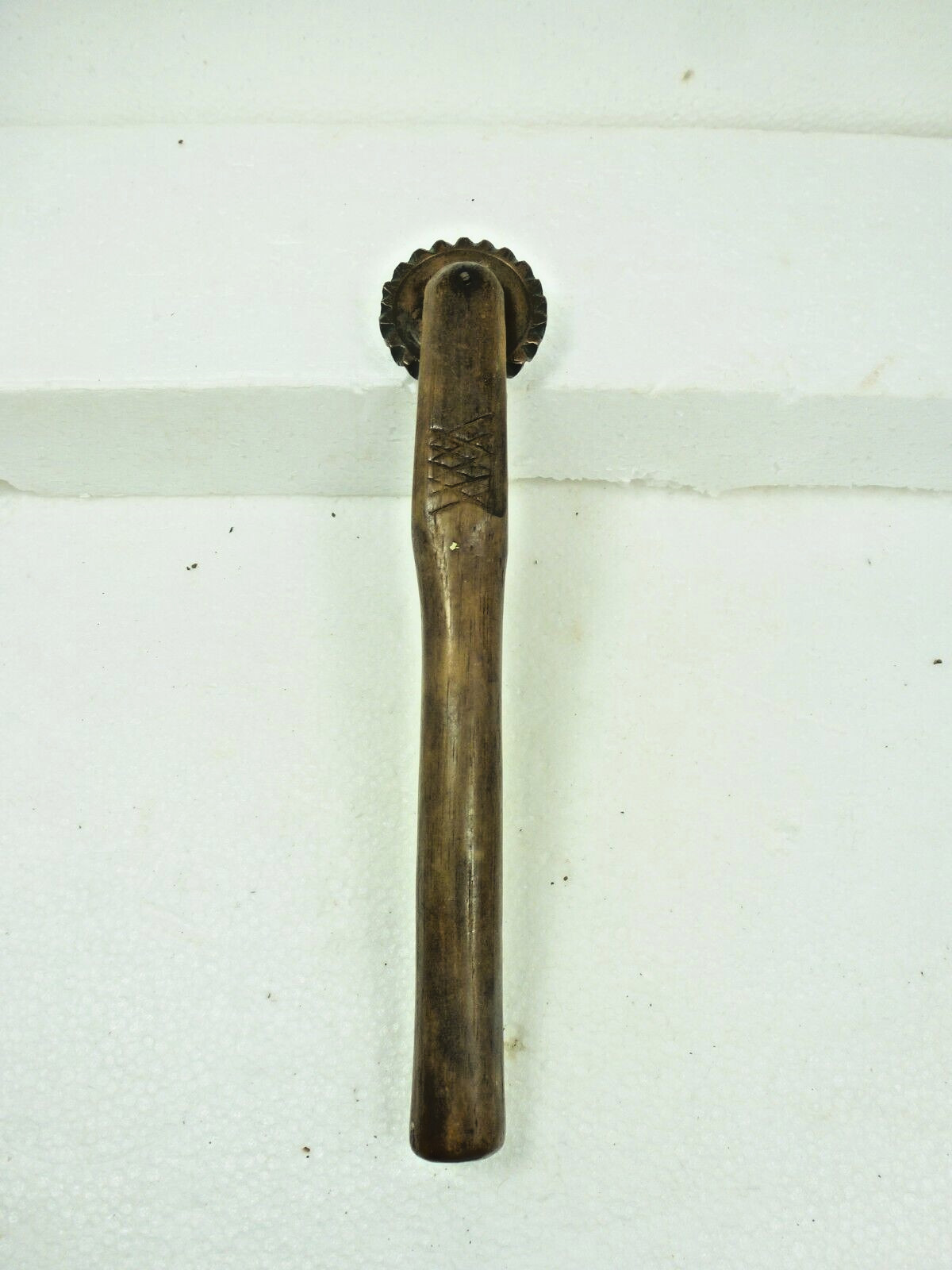Antique 19th Century Handmade Pie Crimper Maple Handle 1797 Britannia Penny