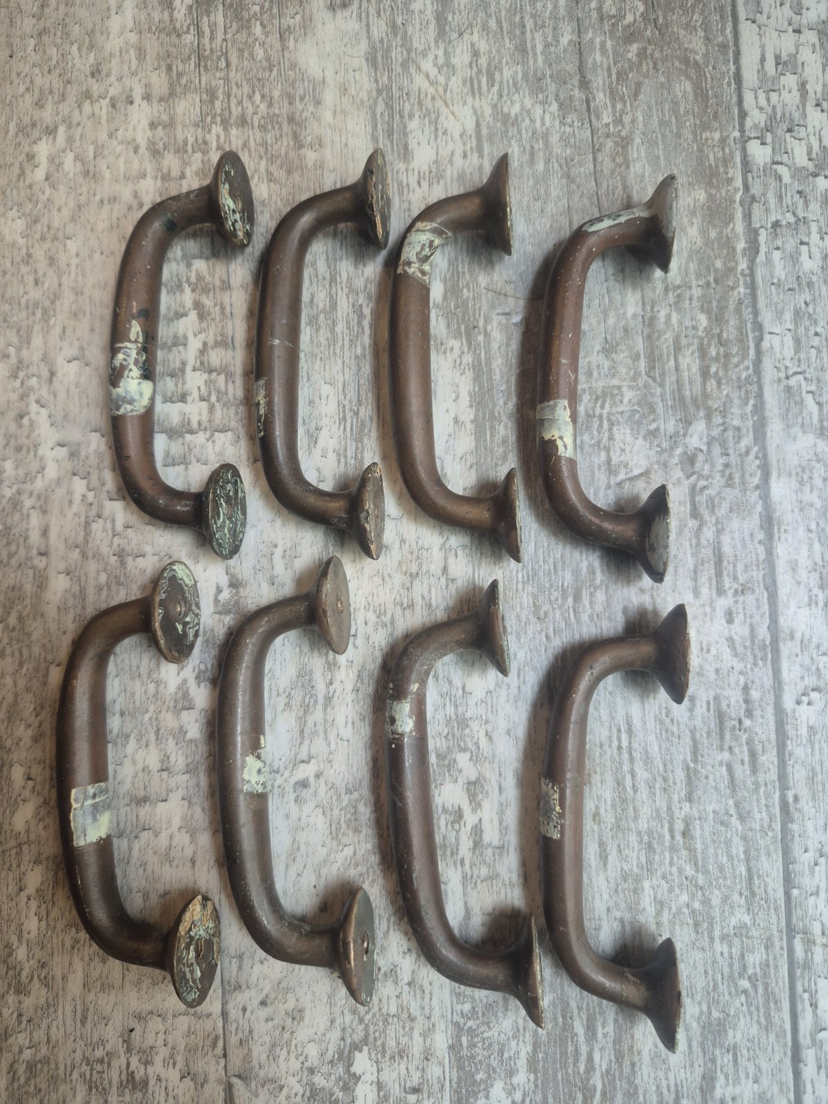 8 Antique Solid Brass Drawer Pulls Hardware Architectural Salvage 3″ Centers