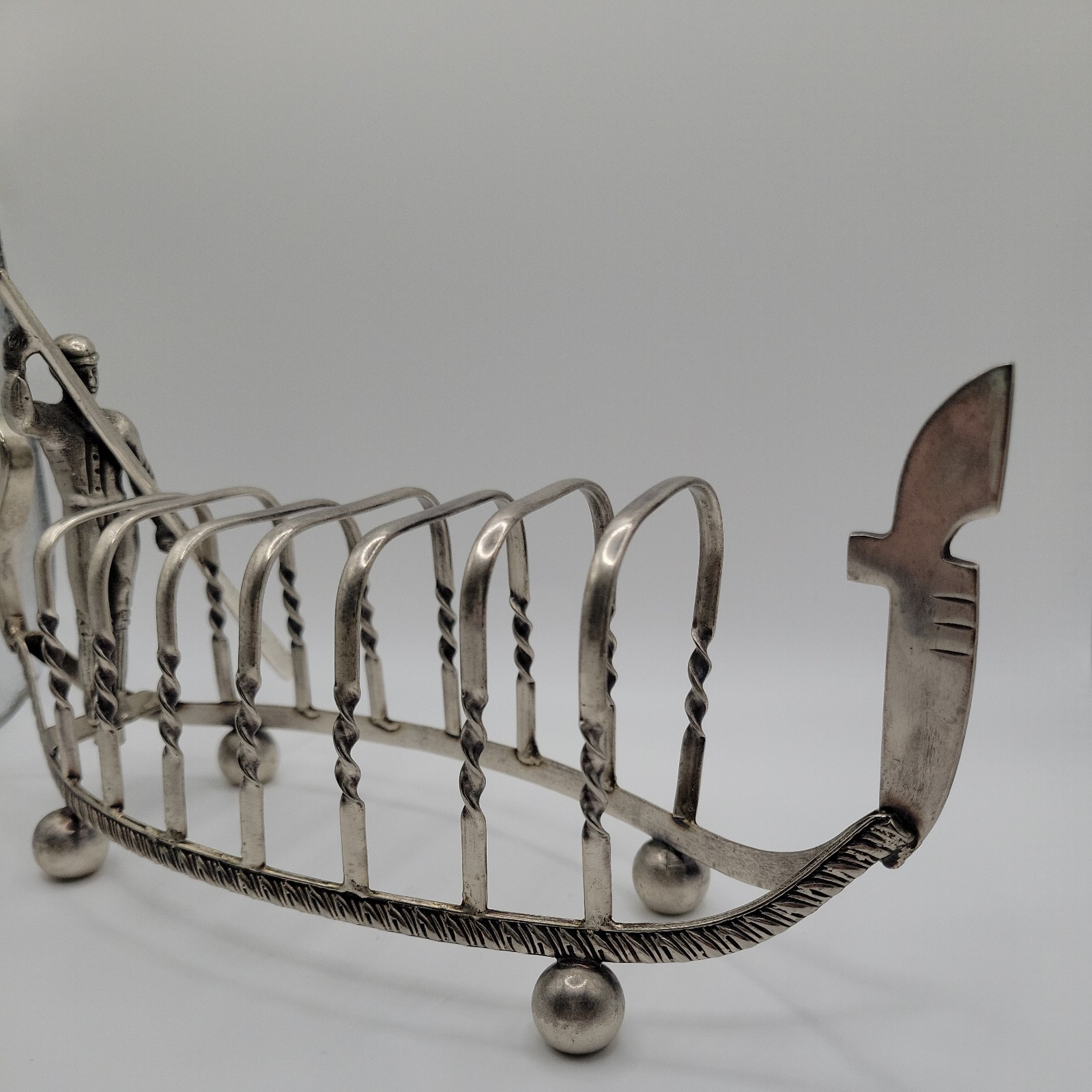 Old English Silver-Plate GondolaShape Toast Rack with Gondolier