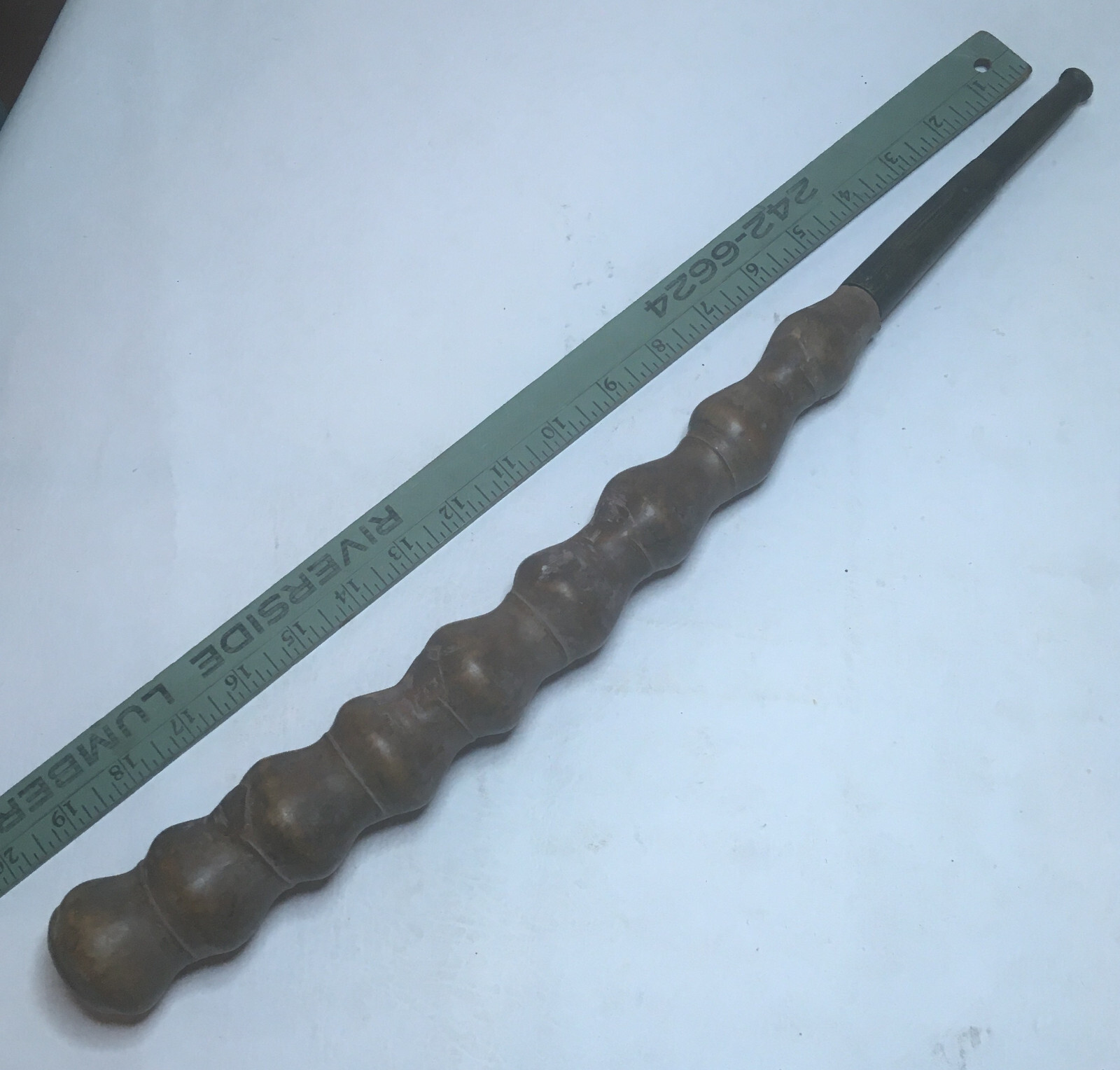 Antique Chinese Smoking Pipe, Original Bamboo & Brass Tip ca 1900s