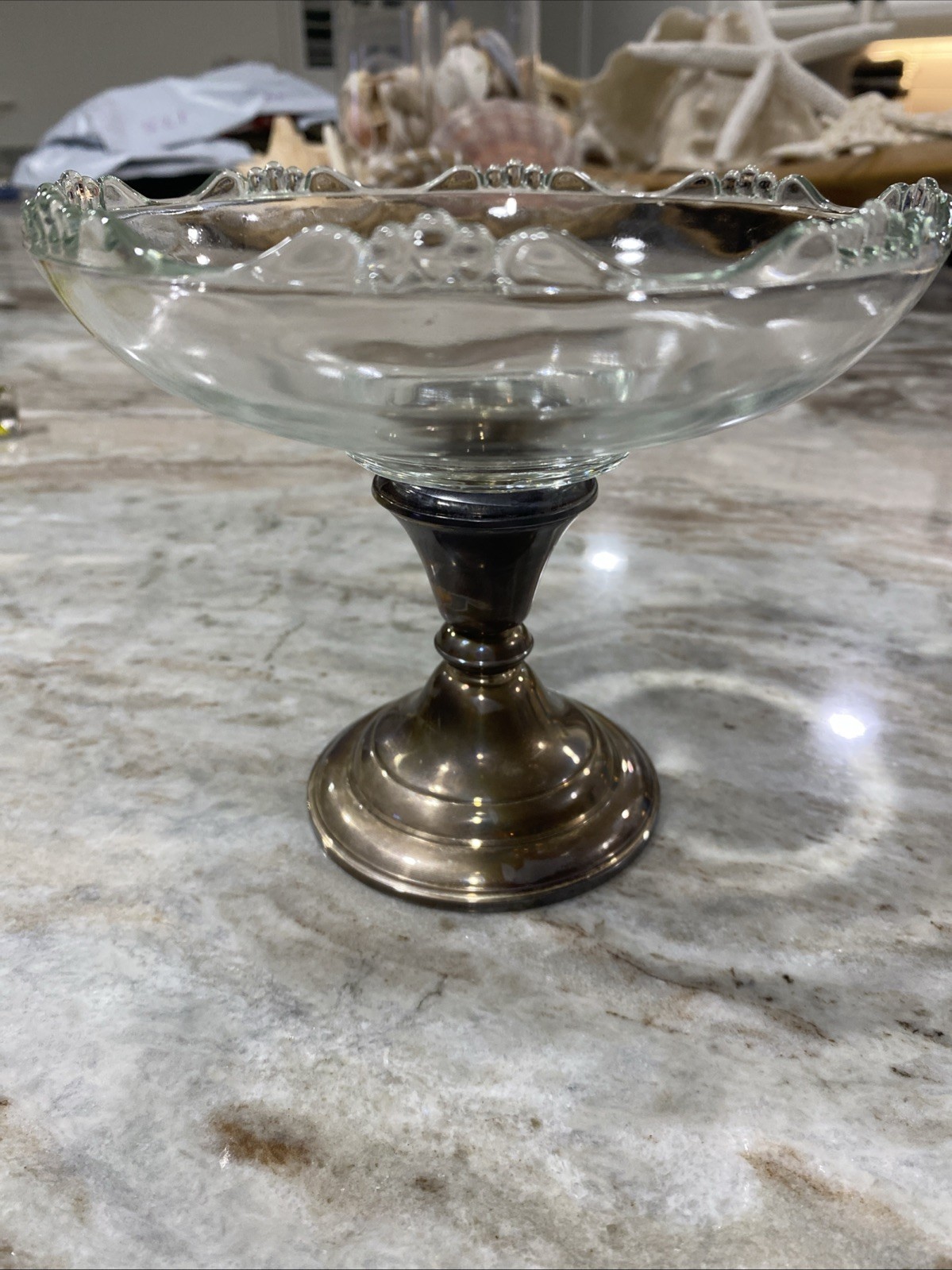 Frank M Whiting Sterling Silver Glass Compote Bowl Weighted 2001 Vintage