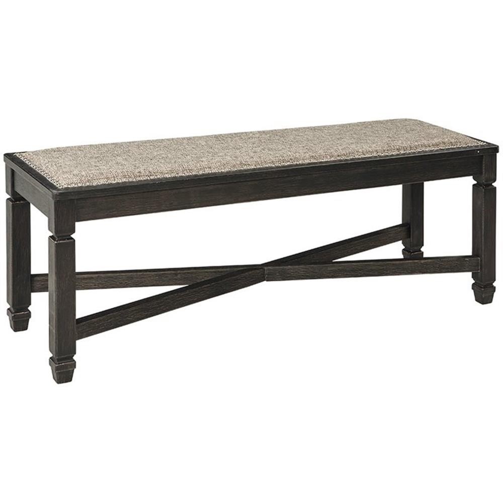 Bowery Hill Upholstered Dining Bench in Gray and Brown