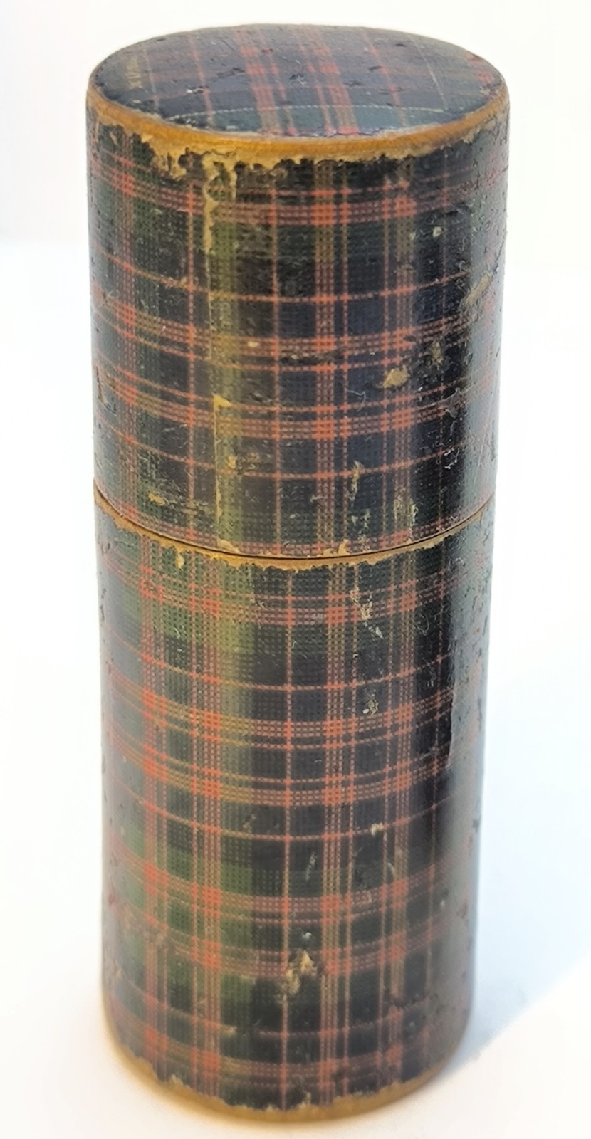 3x Antique Tartan-ware/Mauchline Lidded Trinkets & Thimble holder. Early 1900’s