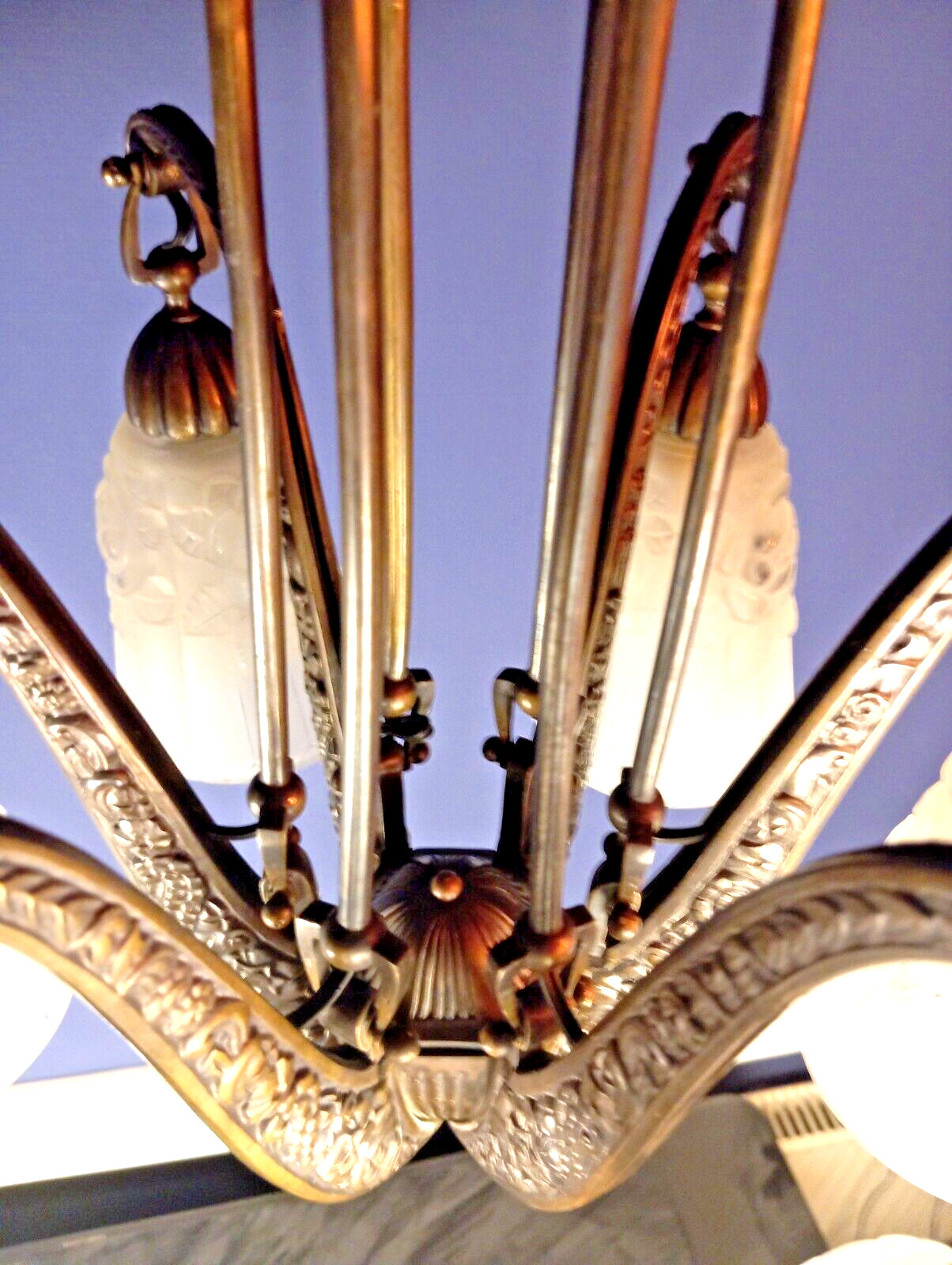 Original,- french ” Art Deco ” ceiling – lamp – sidned ” Degue ” – 1920/30