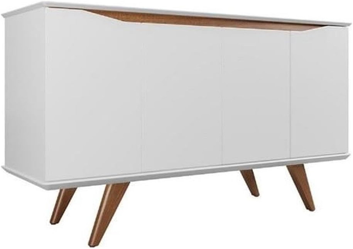 Stylish Tudor 53″ Sideboard in White Matte & Maple Cream