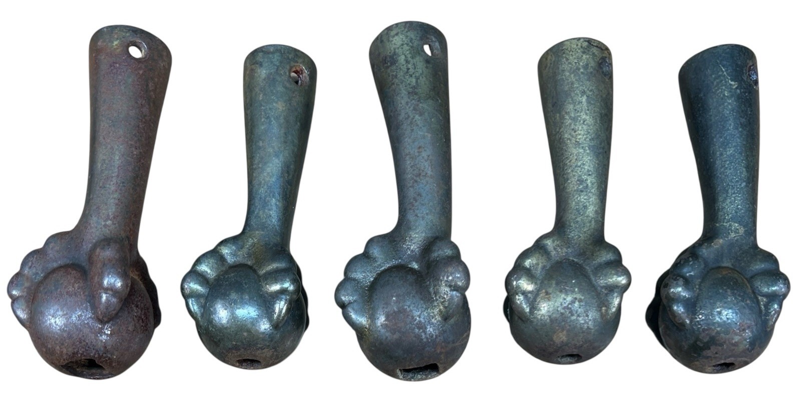 Antique – Circa 1870 – Brass Gargoyle Claw And Ball With Wood Furniture Feet (5)