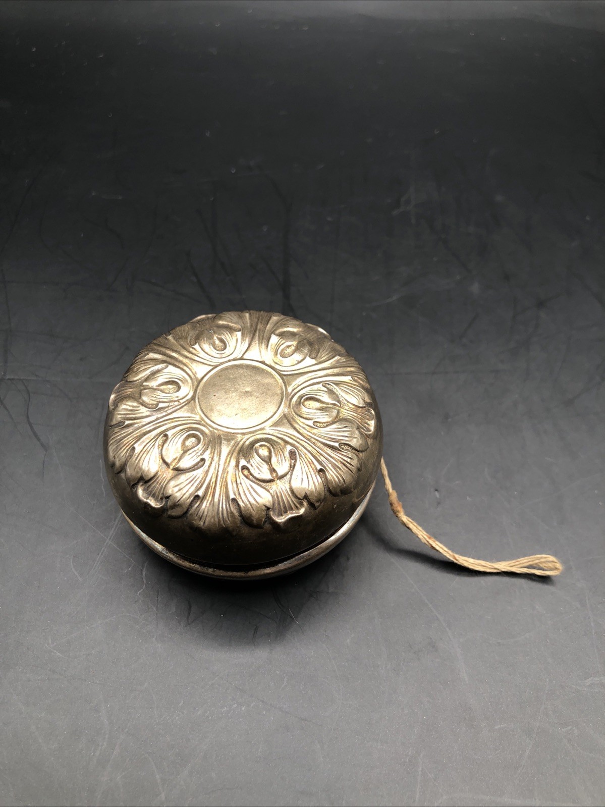 Vintage 1930s Art Deco GORHAM Sterling Silver Antique Toy Yo-Yo Repousse Leaves