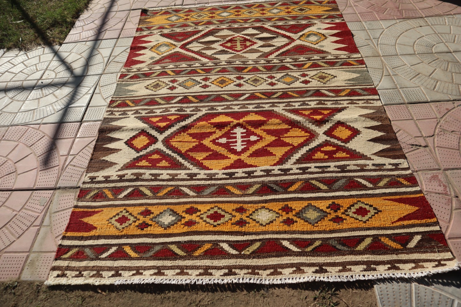 Stunning Super Fine Quality Flat Weave Natural Vegetable Dye Multi Colors Kilim