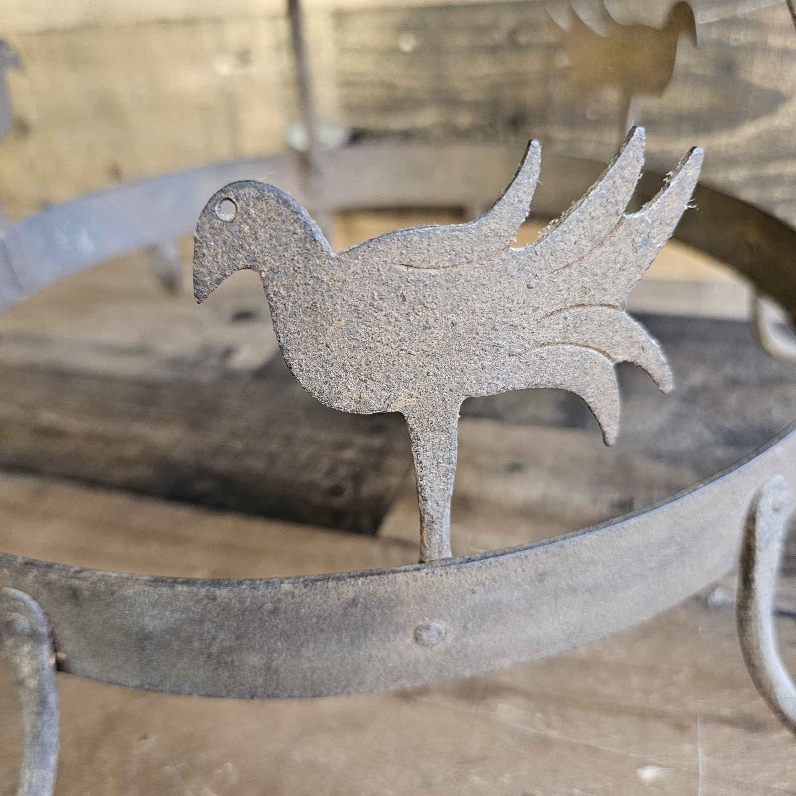 Primitive Wrought Iron Farmhouse Pot Rack Chandelier