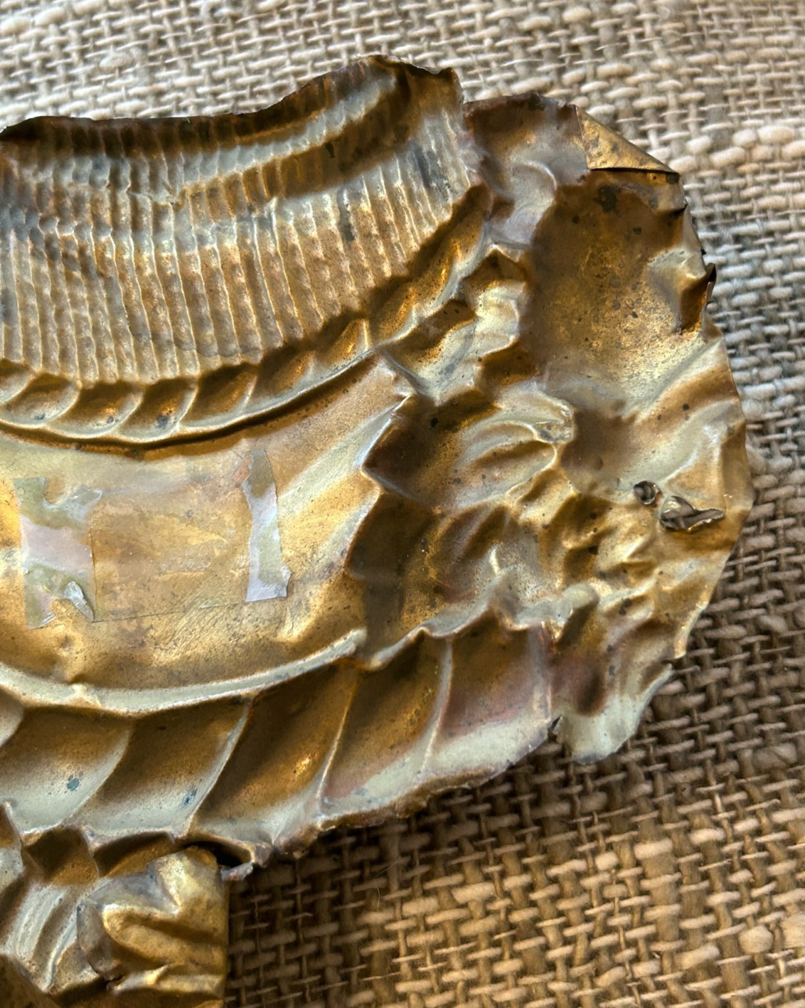 Pair Rare GILDED BRONZE ORMOLU PEDIMENTS Thin Metal Salvage French Rococo Fancy