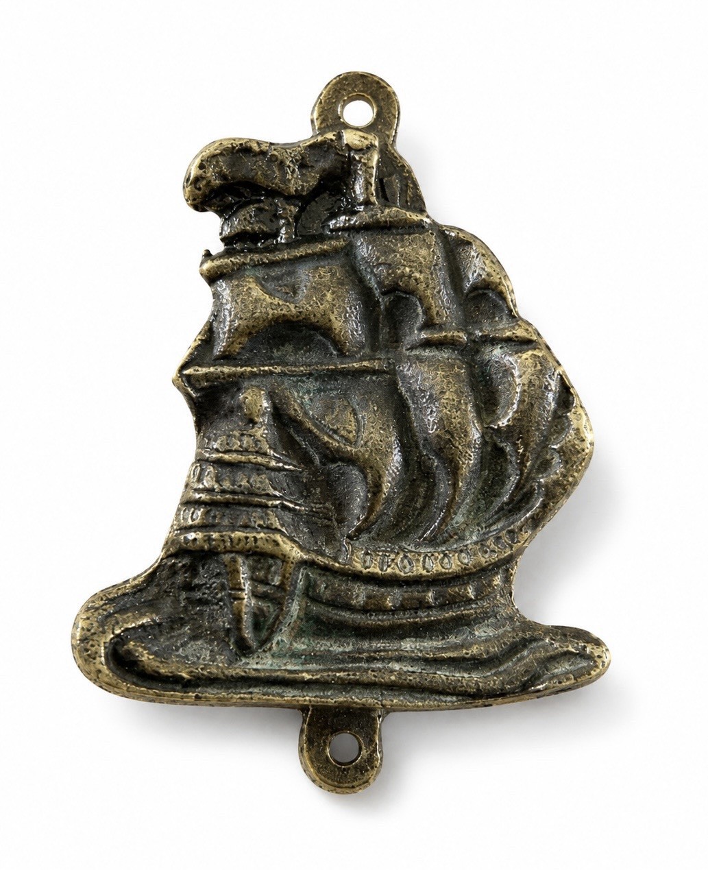 Small Antique Brass Galleon Ship Door Knocker, Nautical / Sailing / Maritime