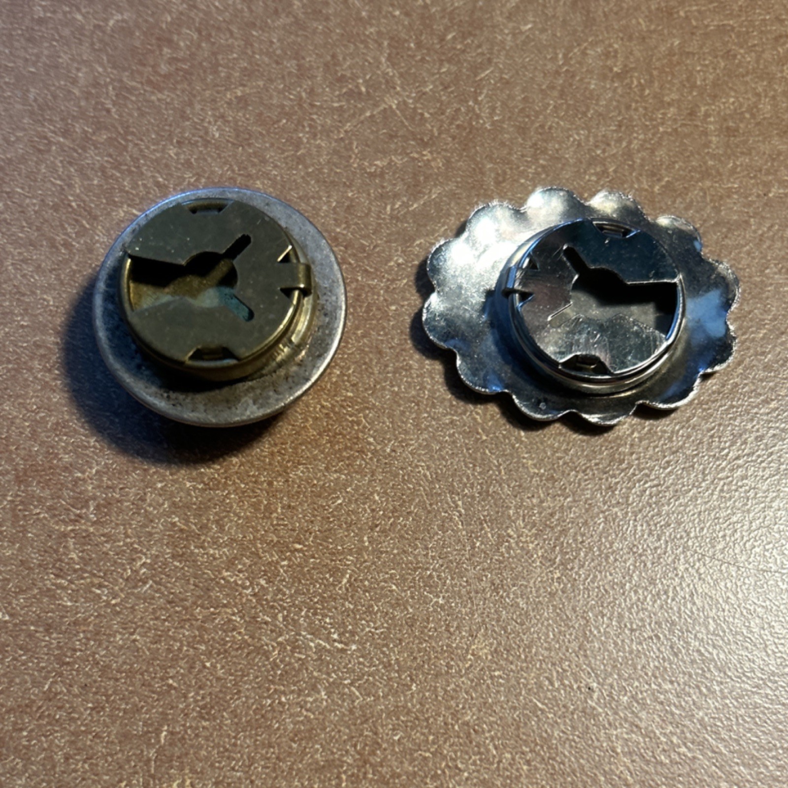 Antique Metal Button cover Round Silver Black Design Three button covers.