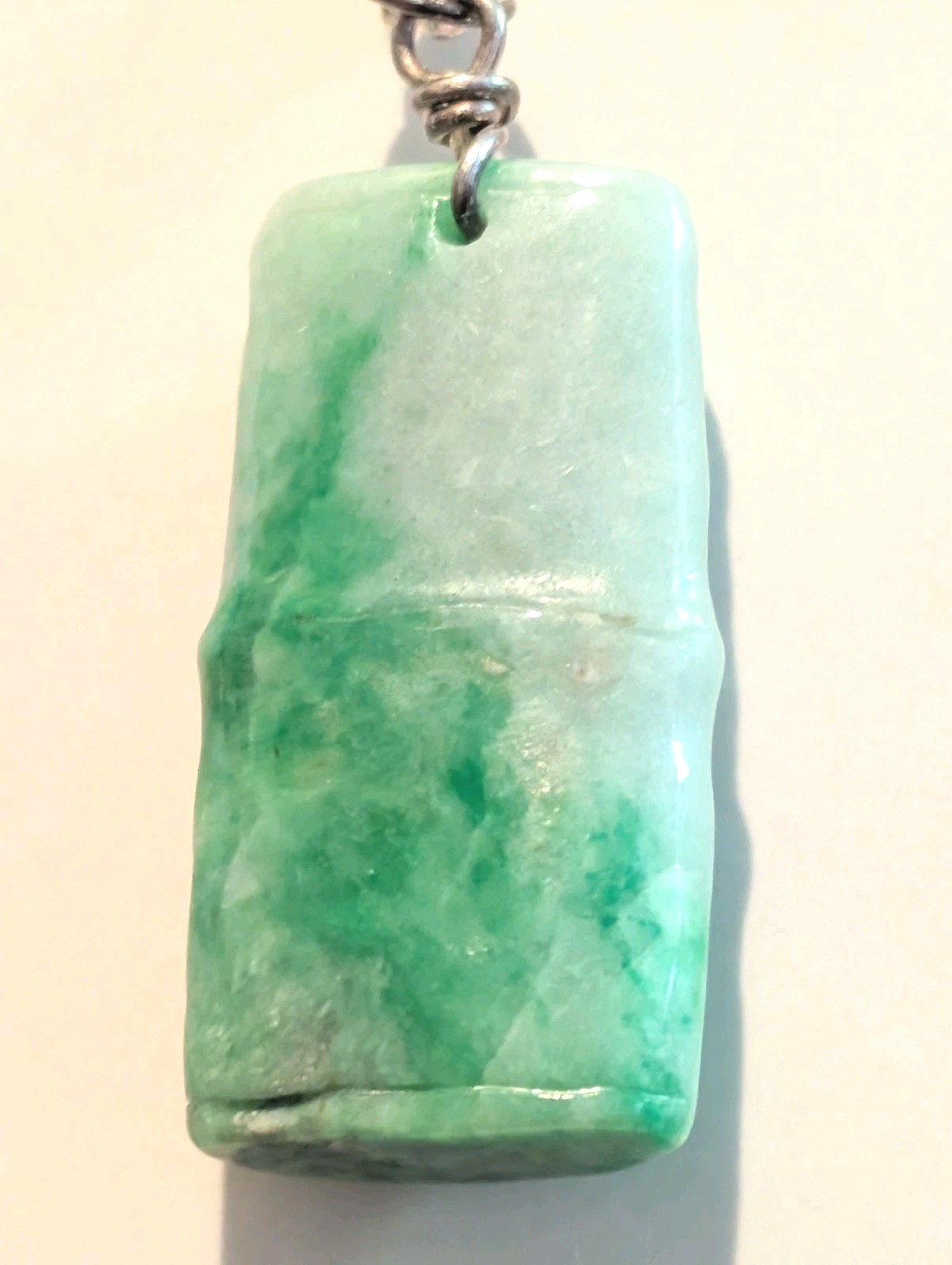 Beautiful Jade Bamboo Pendant On A Solid 99.9 Silver 20″ Chain