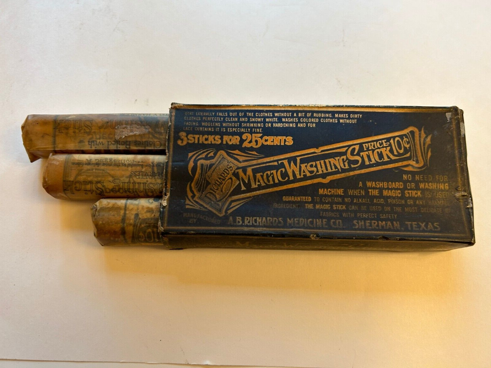 Sherman Texas Vtg Magic Washing Stick A.B. Richards Medicine Co. Rare Original