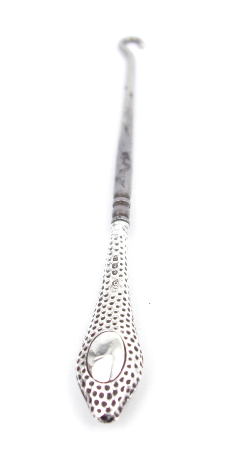 Sterling Silver Button Hook Hammered Finish Antique W I Broadway & Cob 1910