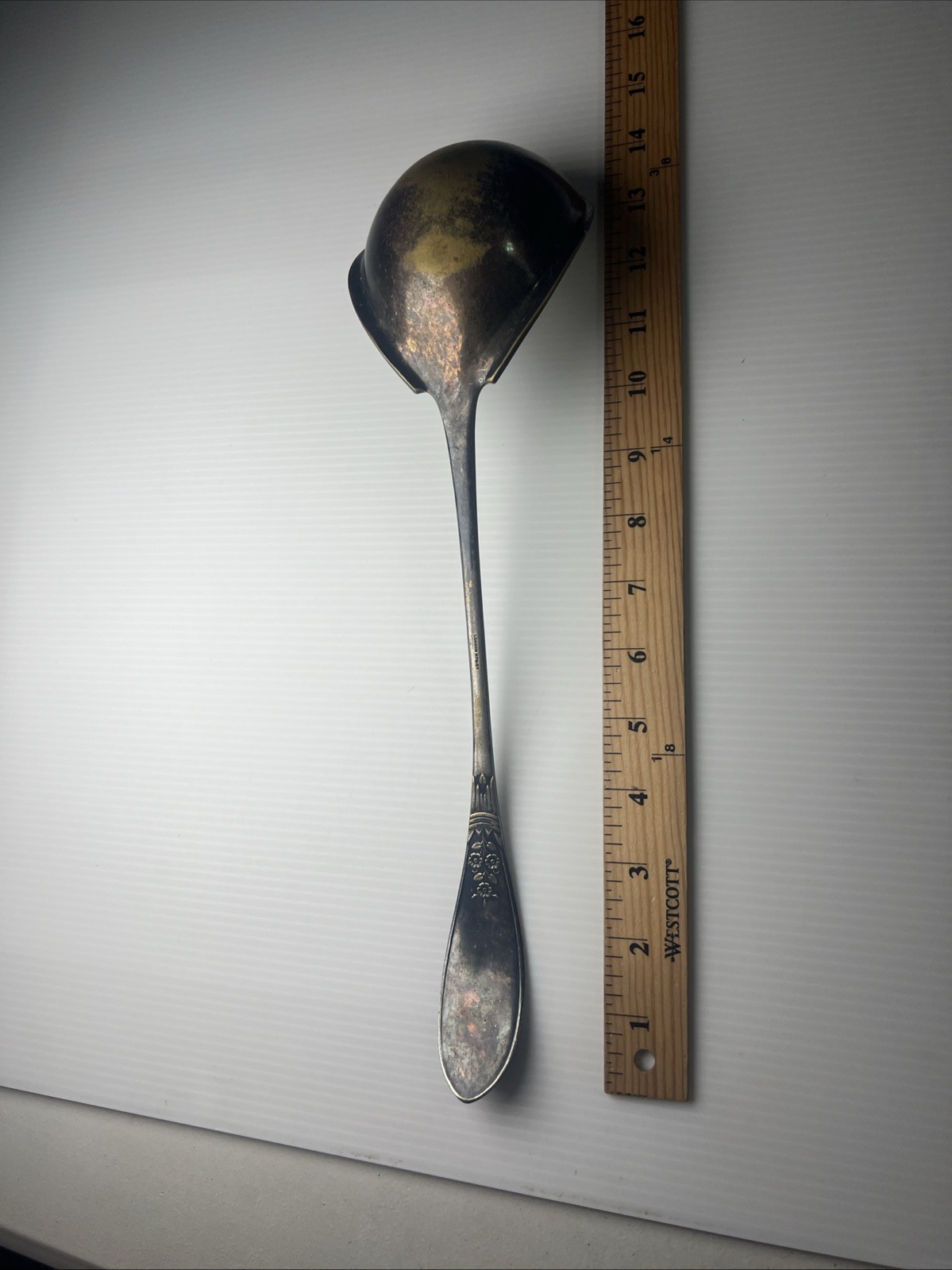 London MFGCo Solid Brass Silver Plated Giant Large Soup Punch Serving Ladle 14”