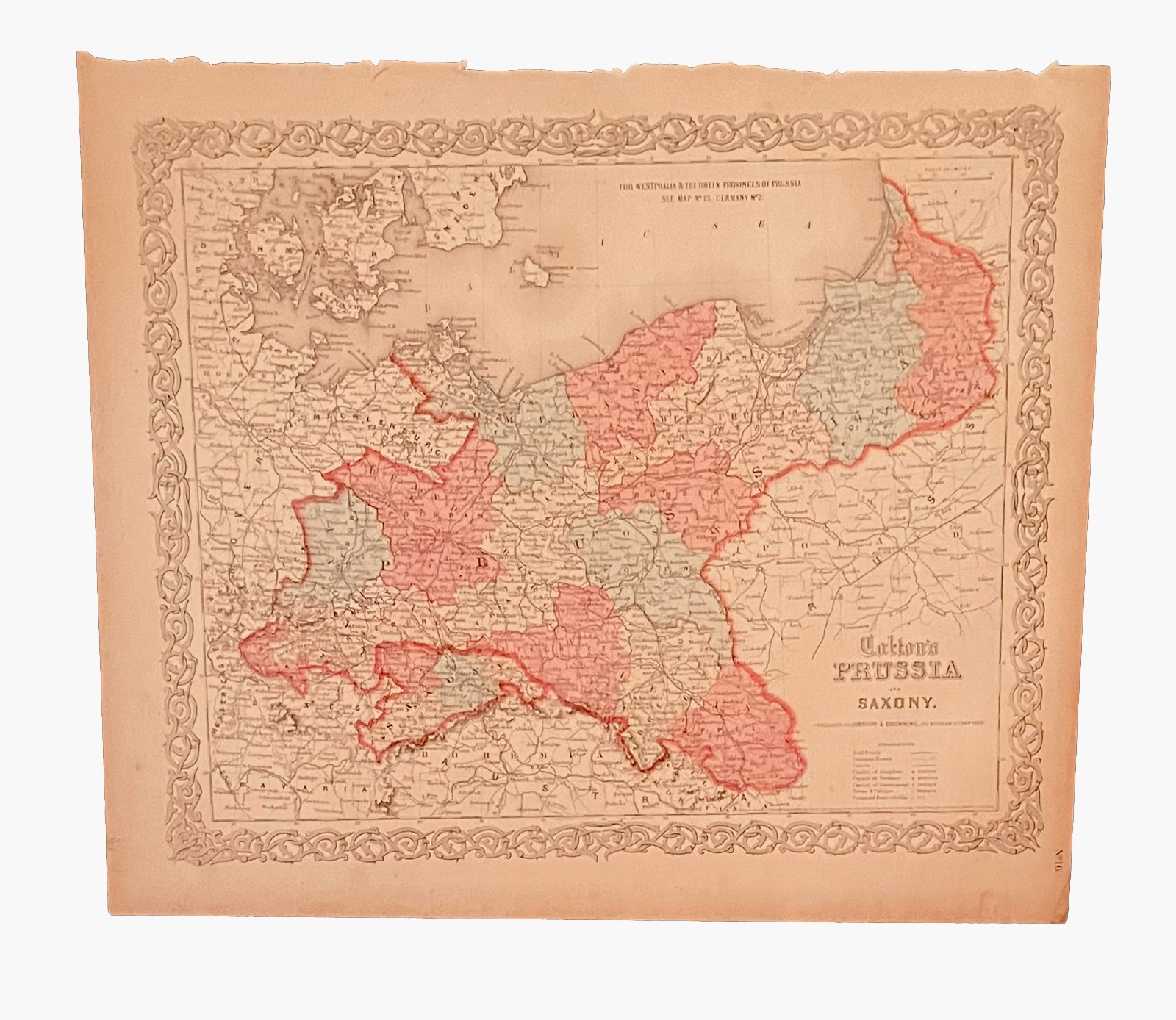 COLTON’S 1855 Map of PRUSSIA & SAXONY