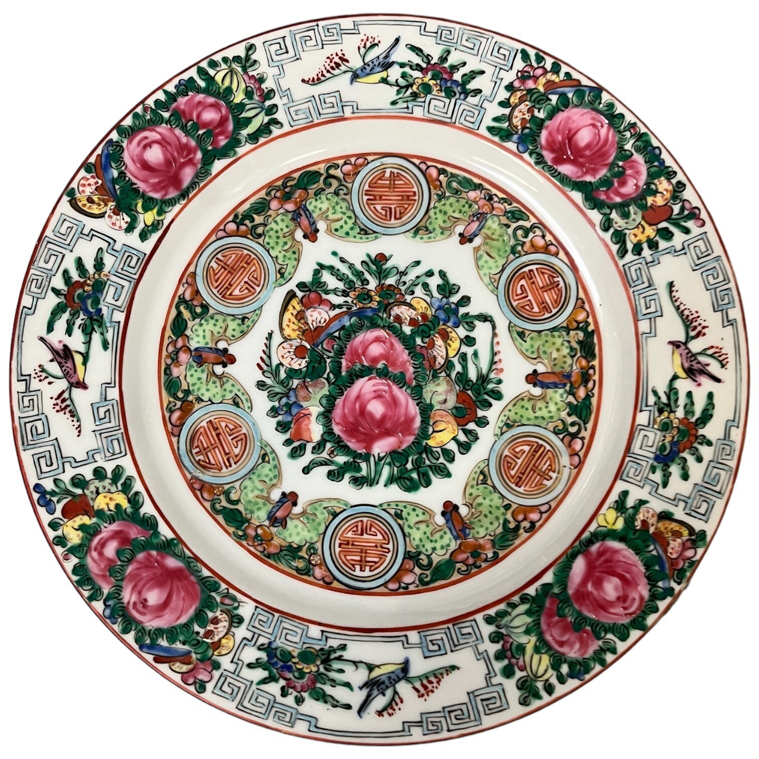 Antique Vintage Chinese Famille Rose Plate Birds Branches Porcelain China 10″