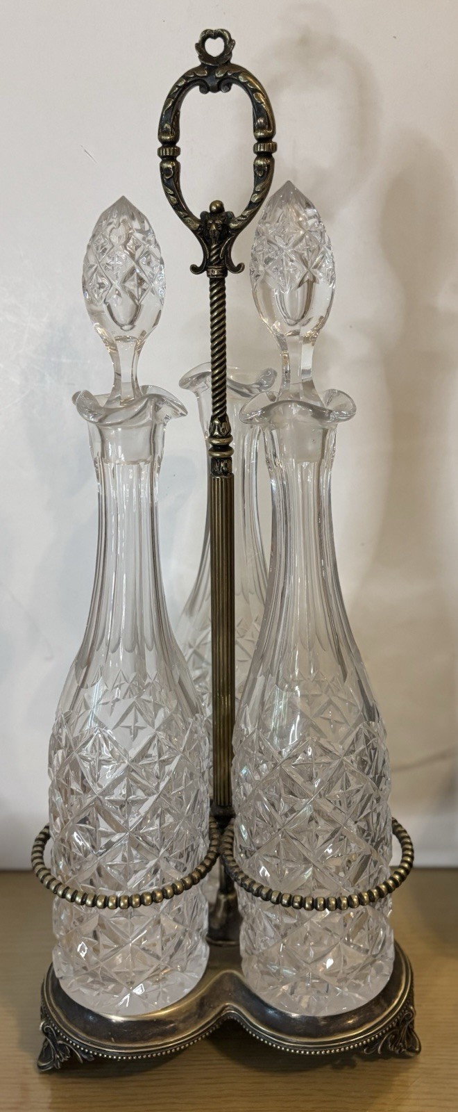 Antique Silverplate Tantalus Decantors Caddy 17″ Tall- *[Bottles Not Included]